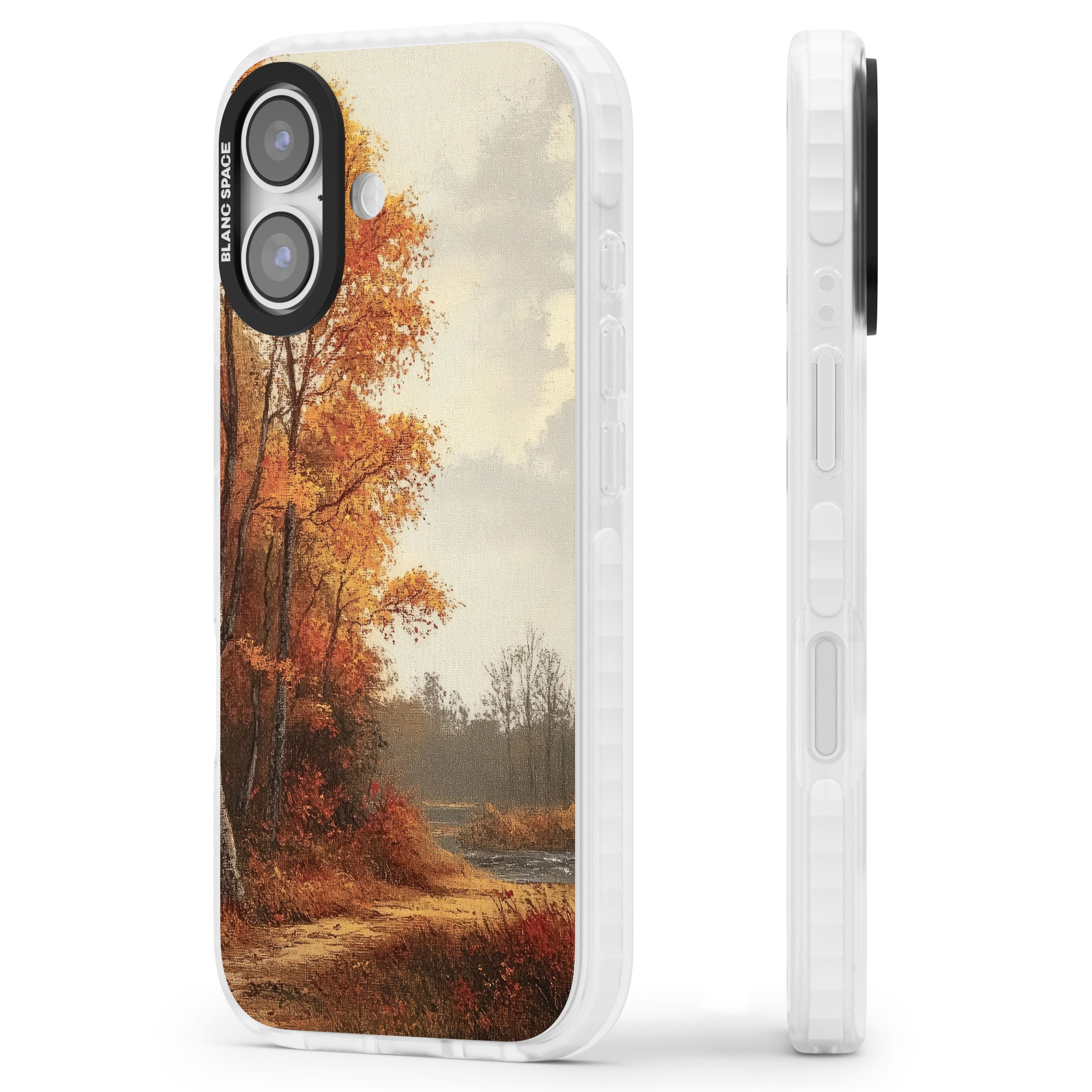 Vintage Autumn Oil Painting iPhone 17 Impact Pro Clear Phone Case Side Profile