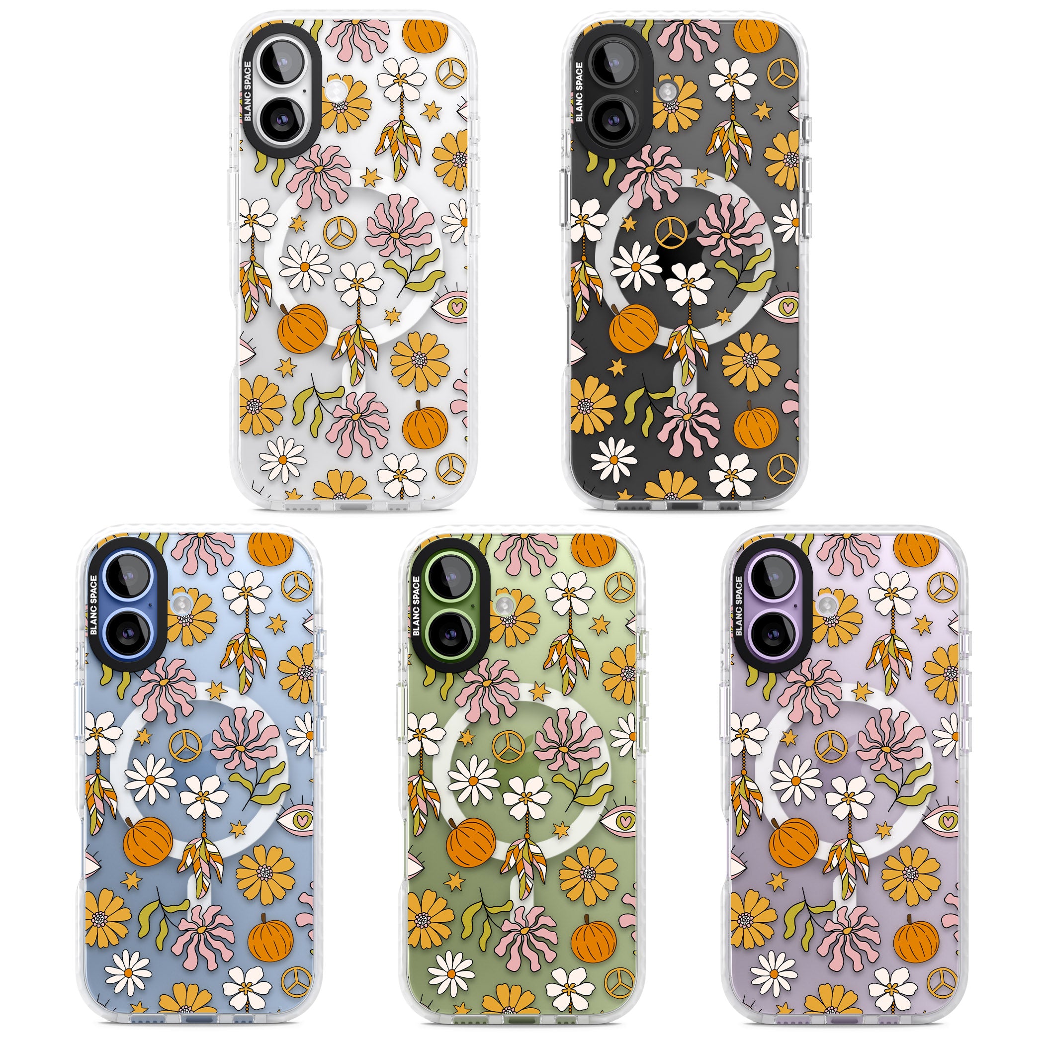 Retro Boho Fall Floral iPhone 17 Impact Pro Clear Phone Case APT Impact Protection