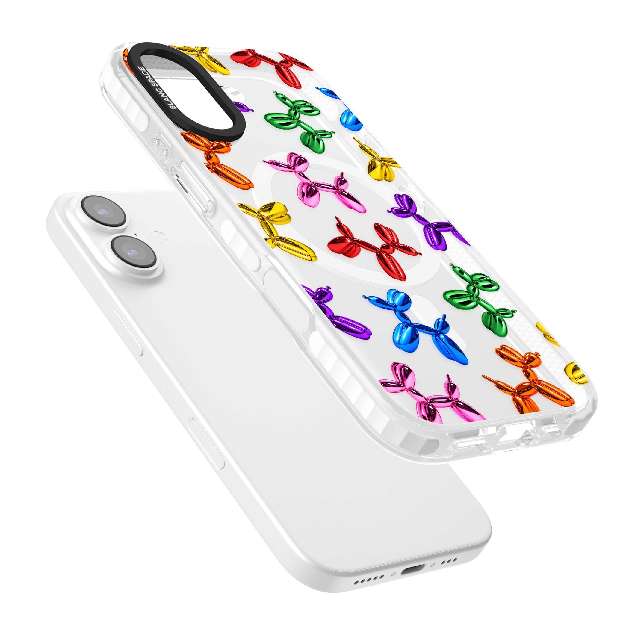 Balloon Dogs pop art iPhone case featuring rainbow chrome balloon dogs in Jeff Koons style | Impact Magsafe case for iPhone 17