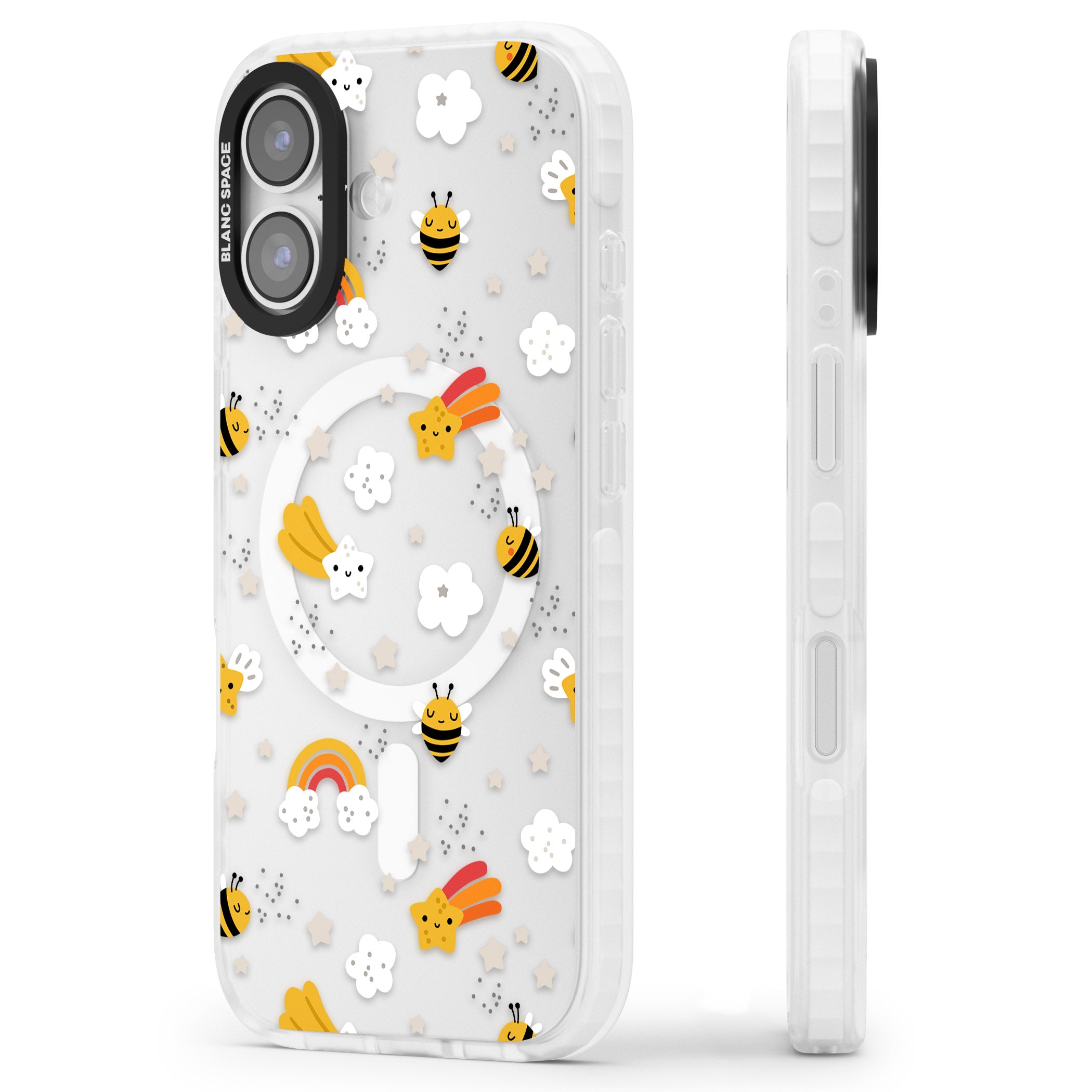Busy Bee iPhone 17 Impact Pro Clear Phone Case Side Profile