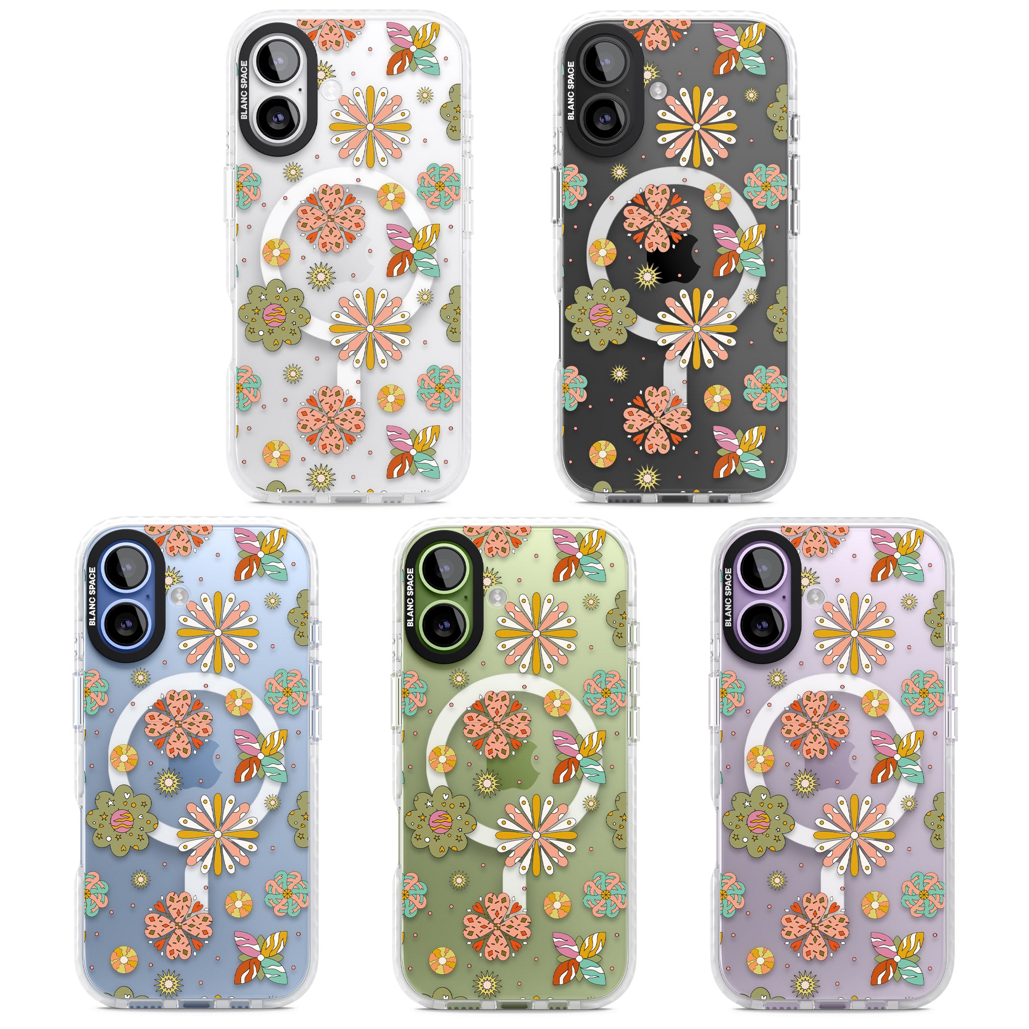 Boho Celestial Psychedelic Floral iPhone 17 Impact Pro Clear Phone Case APT Impact Protection
