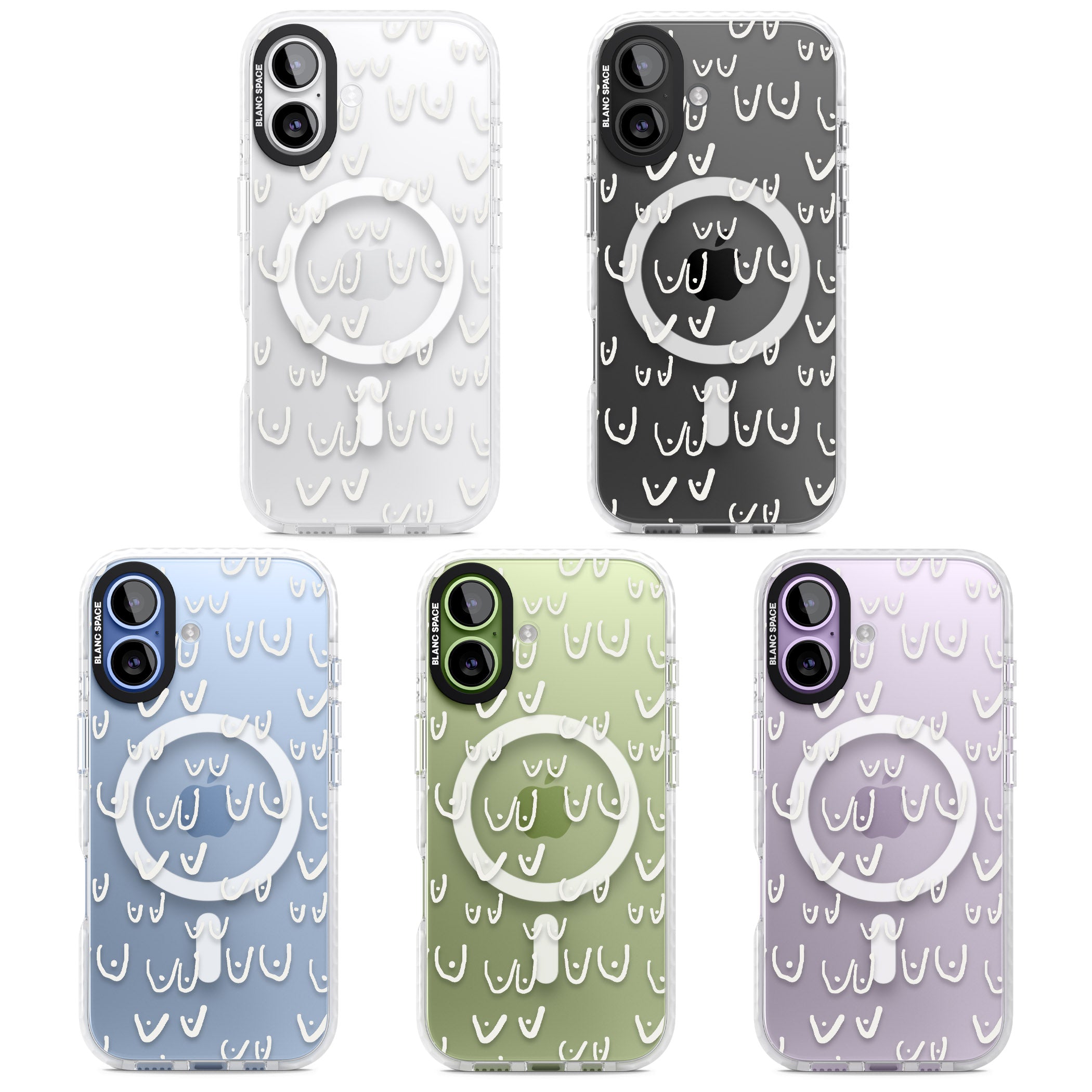 Boob Pattern (White) iPhone 17 Impact Pro Clear Phone Case APT Impact Protection
