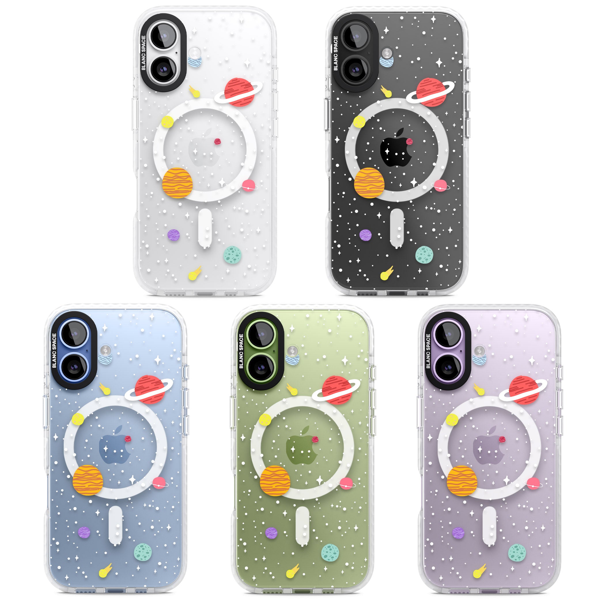 Cute Cartoon Planets (Clear) iPhone 17 Impact Pro Clear Phone Case APT Impact Protection