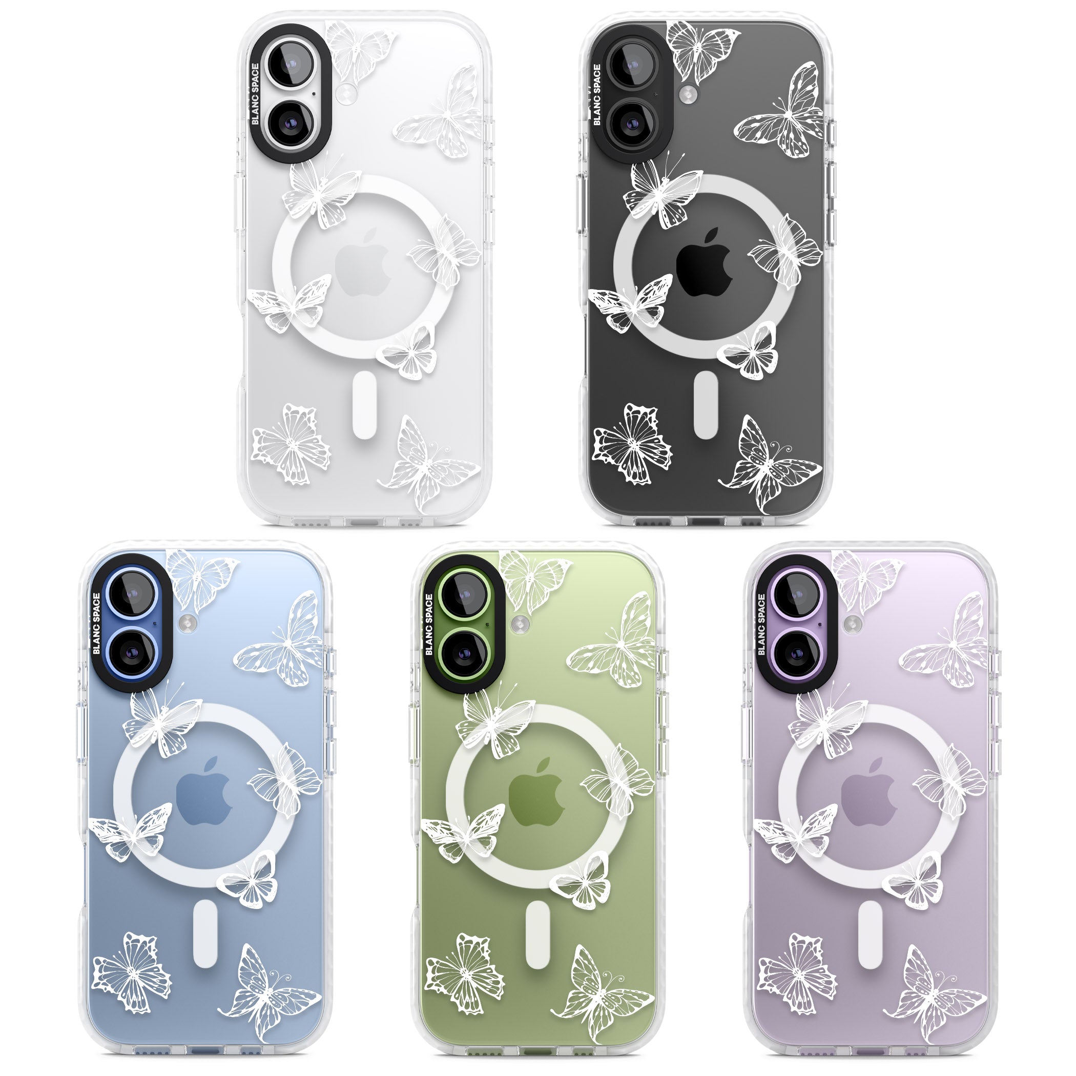 White Butterfly Line Pattern iPhone 17 Impact Pro Clear Phone Case APT Impact Protection