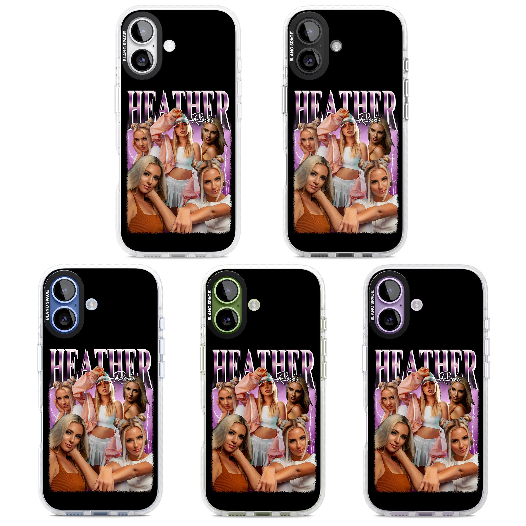 Personalised Airbrush Name & Photo Collage (Pink) iPhone 17 Impact Pro Clear Phone Case APT Impact Protection