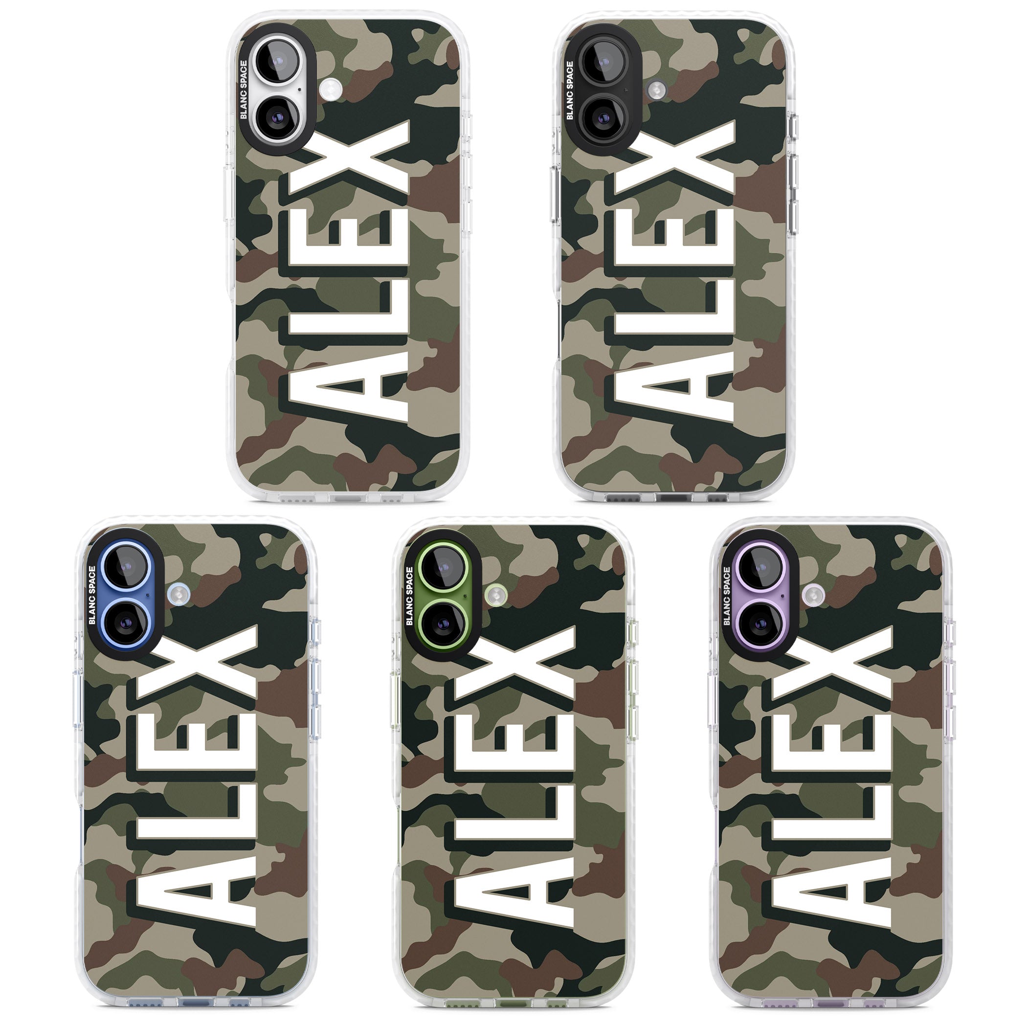Personalised Classic Green Camo iPhone 17 Impact Pro Clear Phone Case APT Impact Protection