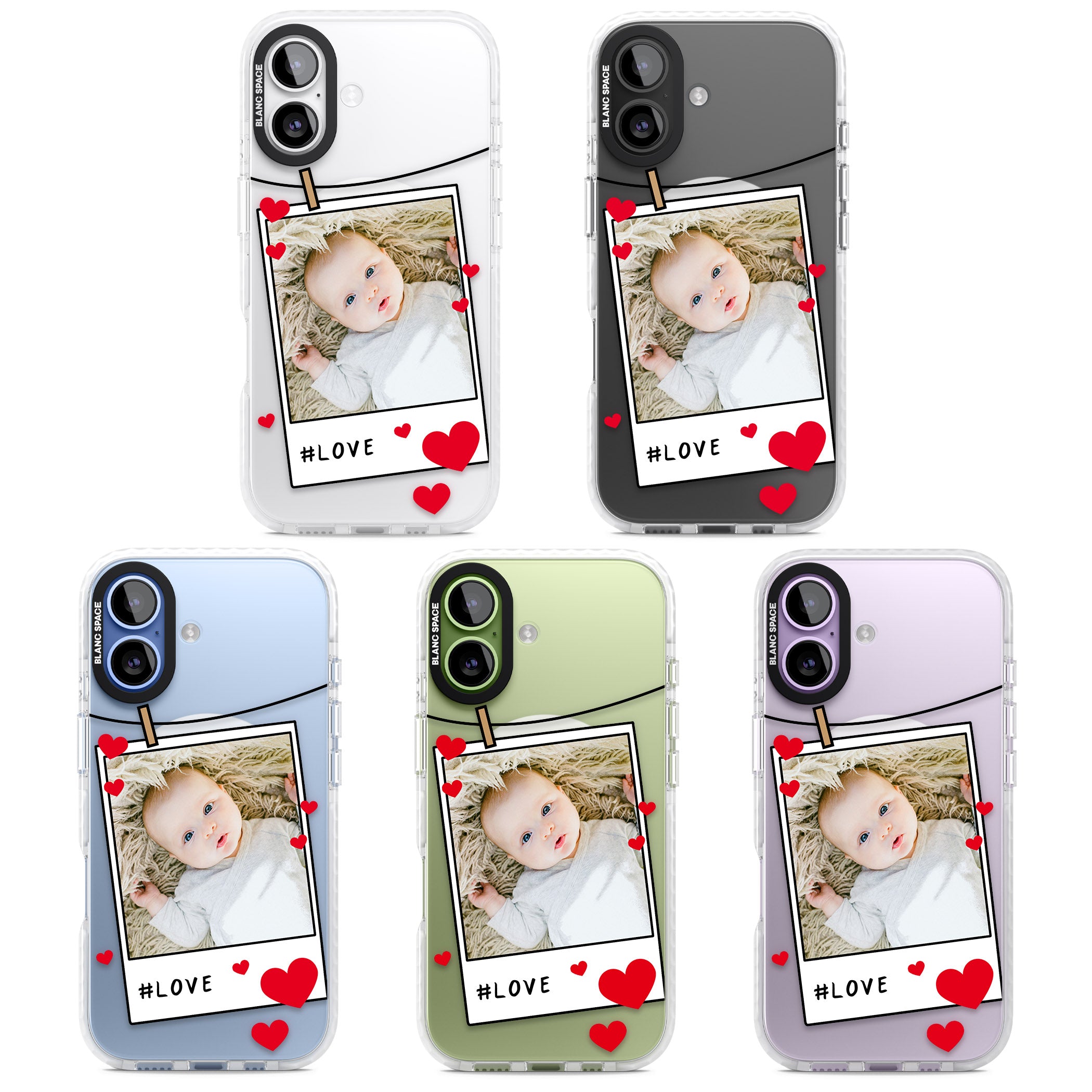 Personalised Paperclip & Hearts Instant Camera Photo iPhone 17 Impact Pro Clear Phone Case APT Impact Protection