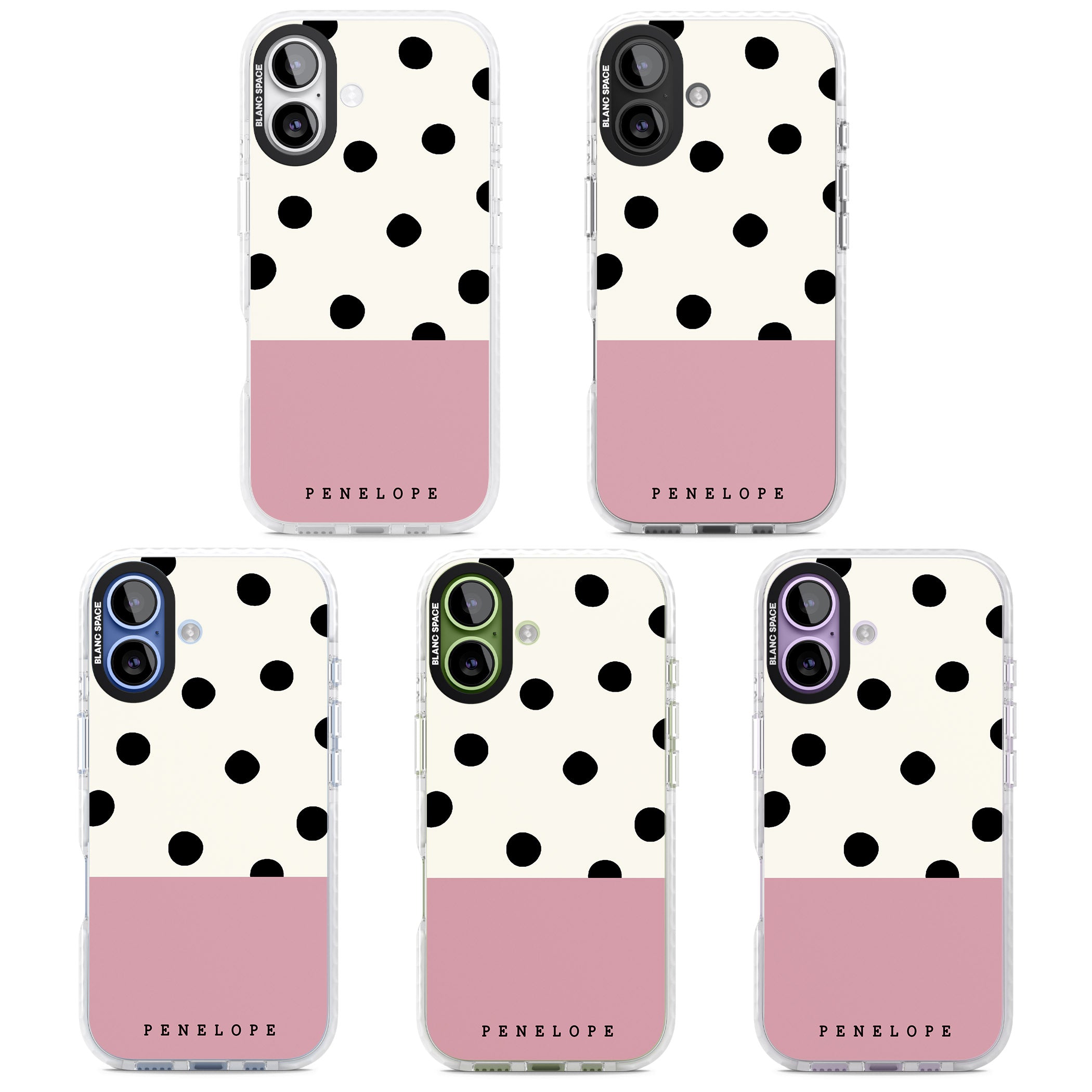 Personalised Pink Border Polka Dot iPhone 17 Impact Pro Clear Phone Case APT Impact Protection