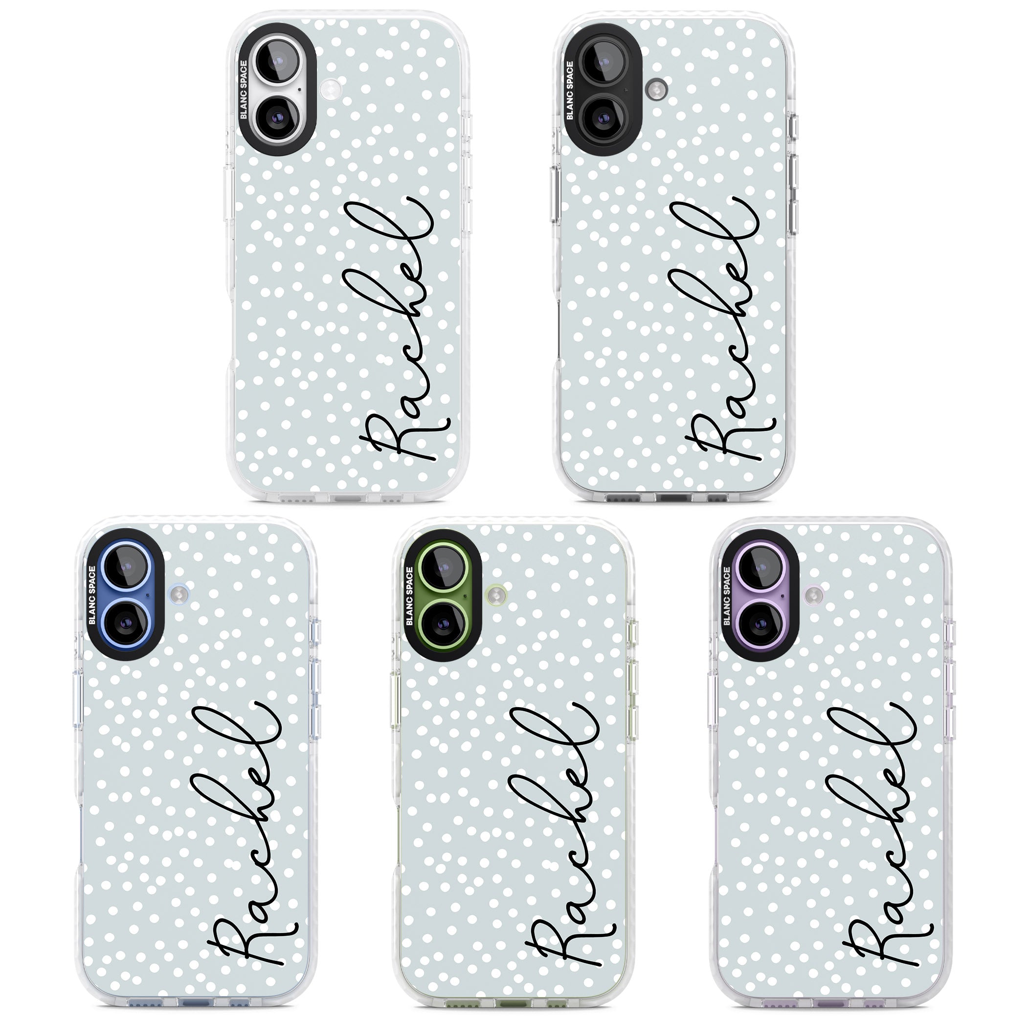 Personalised Vertical Cursive & Dots iPhone 17 Impact Pro Clear Phone Case APT Impact Protection