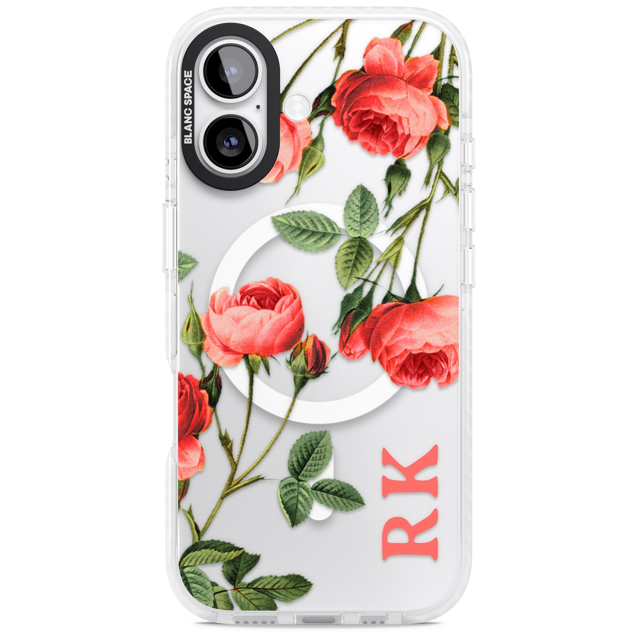 Personalised Vintage Floral Rose iPhone 17 Impact Pro Clear Phone Case