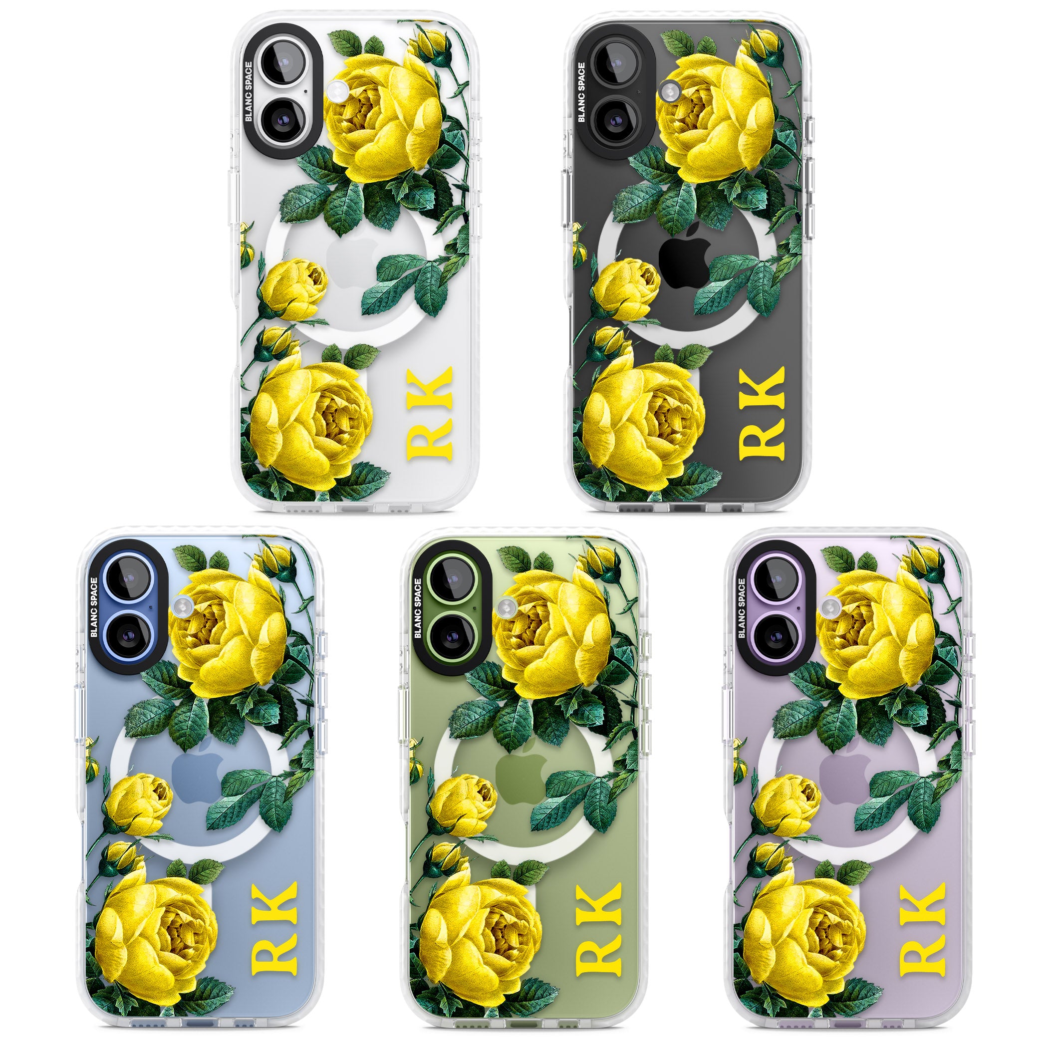 Personalised Vintage Floral Yellow Roses iPhone 17 Impact Pro Clear Phone Case APT Impact Protection