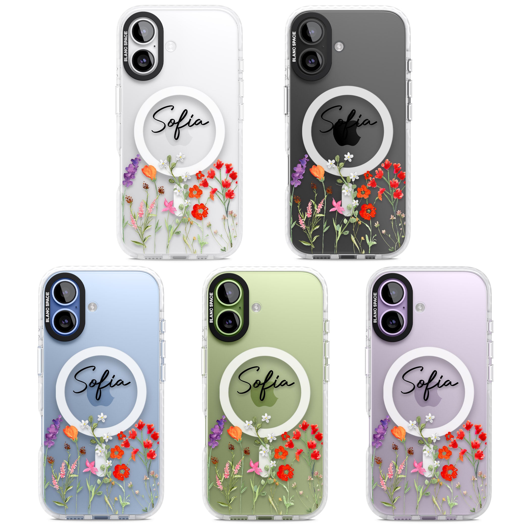 Personalised Spring Wildflowers iPhone 17 Impact Pro Clear Phone Case APT Impact Protection