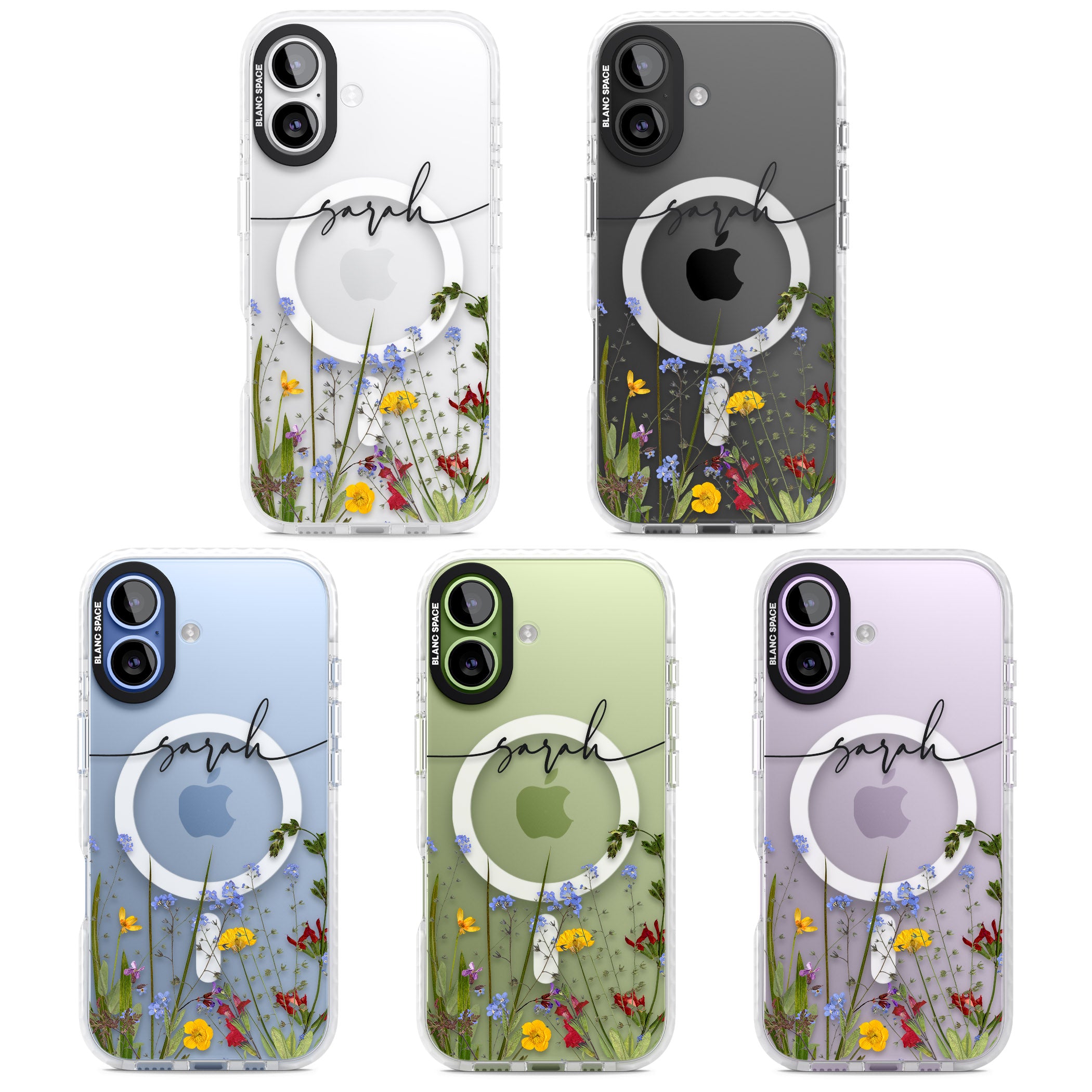 Personalised Wildflower Floral iPhone 17 Impact Pro Clear Phone Case APT Impact Protection