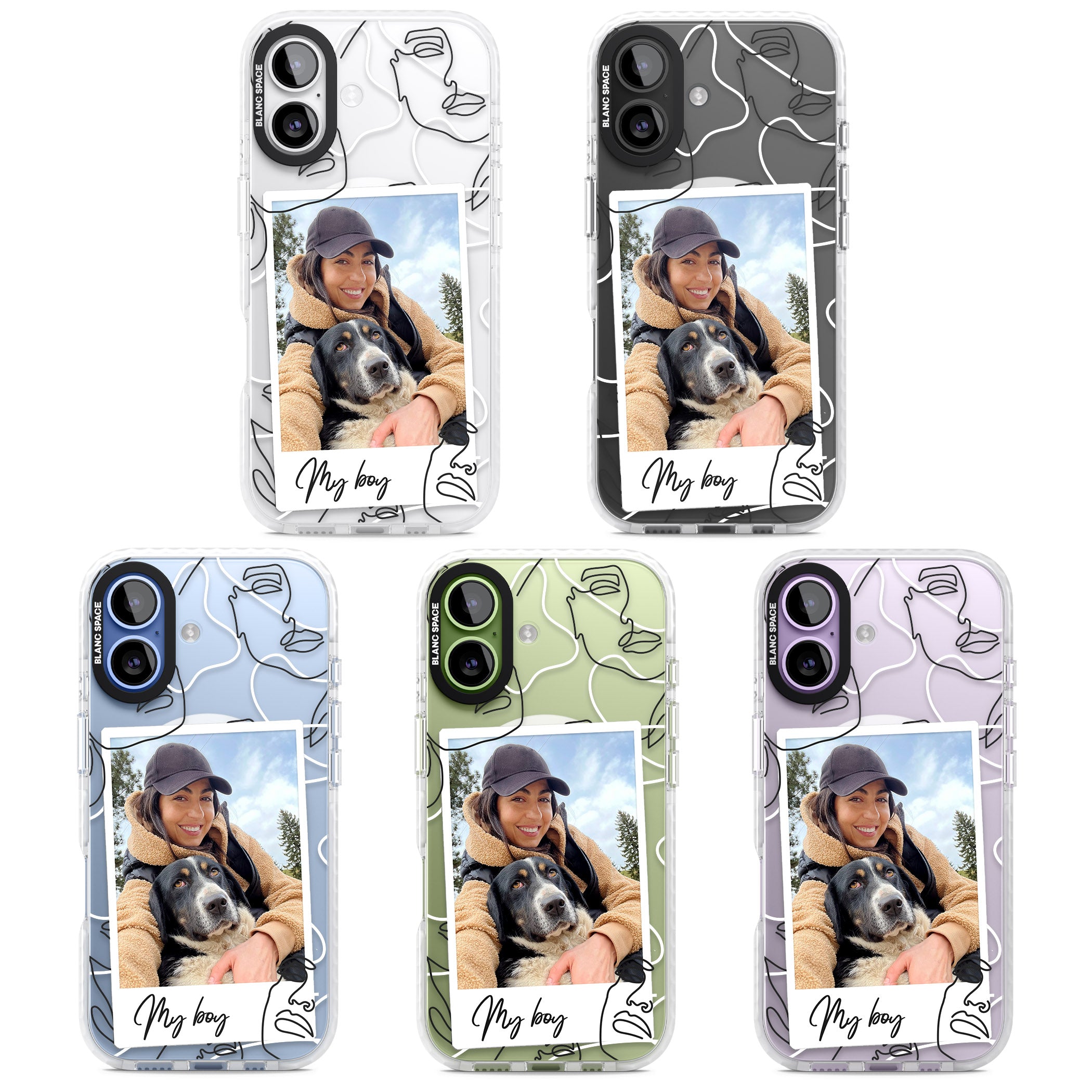 Personalised Abstract Faces Instant Photo iPhone 17 Impact Pro Clear Phone Case APT Impact Protection