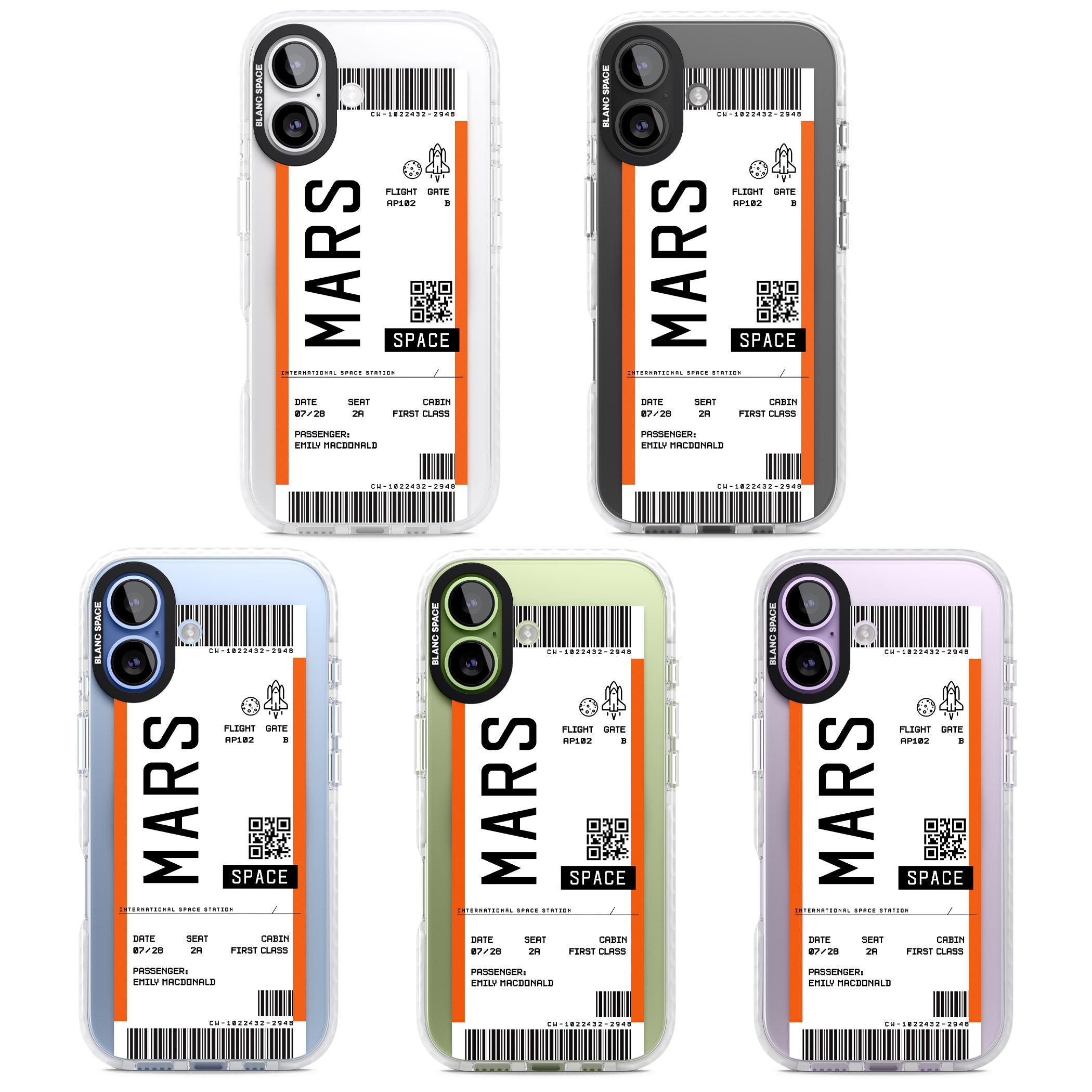 Personalised Mars Travel Ticket iPhone 17 Impact Pro Clear Phone Case APT Impact Protection