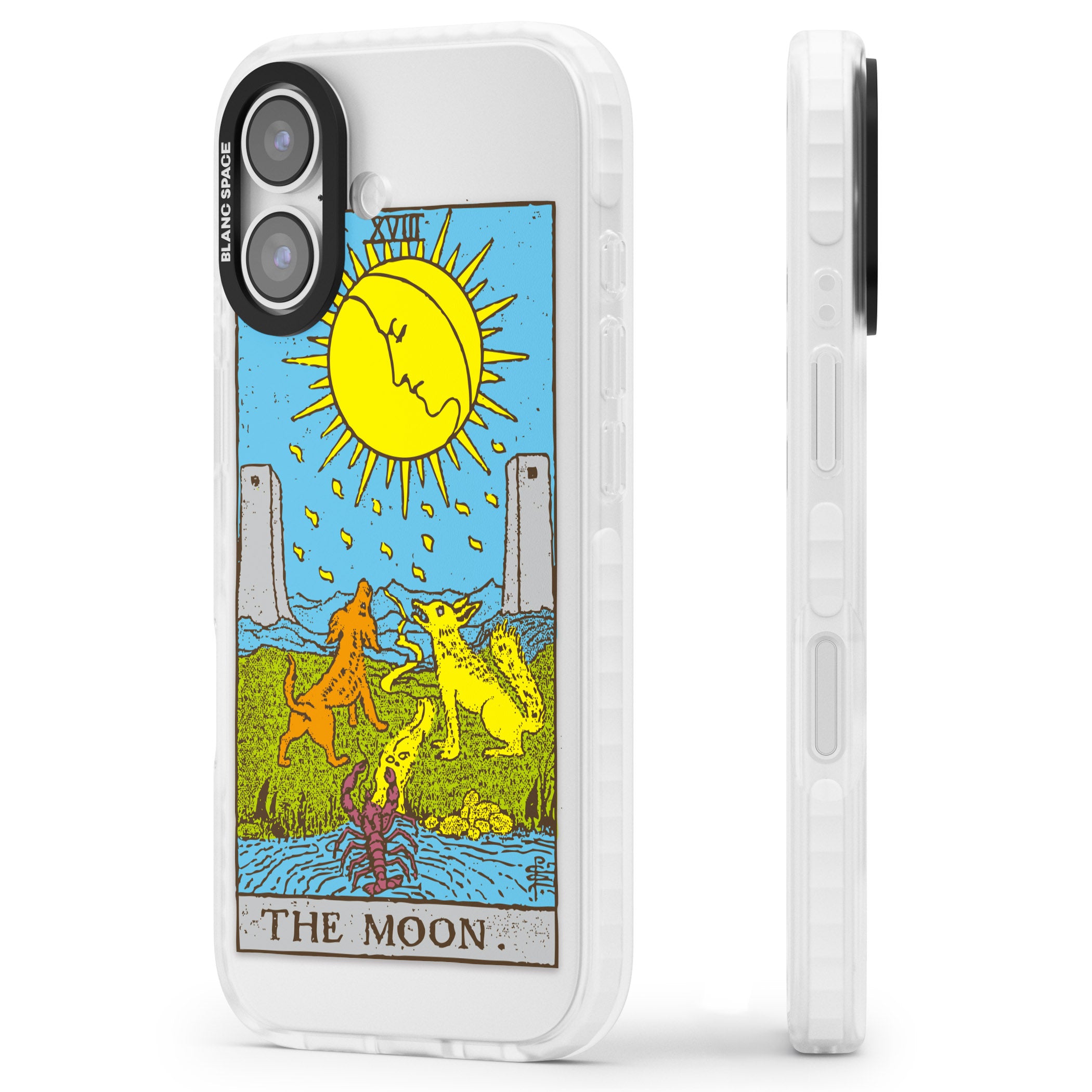 Personalised The Moon Tarot Card (Color) iPhone 17 Impact Pro Clear Phone Case Side Profile