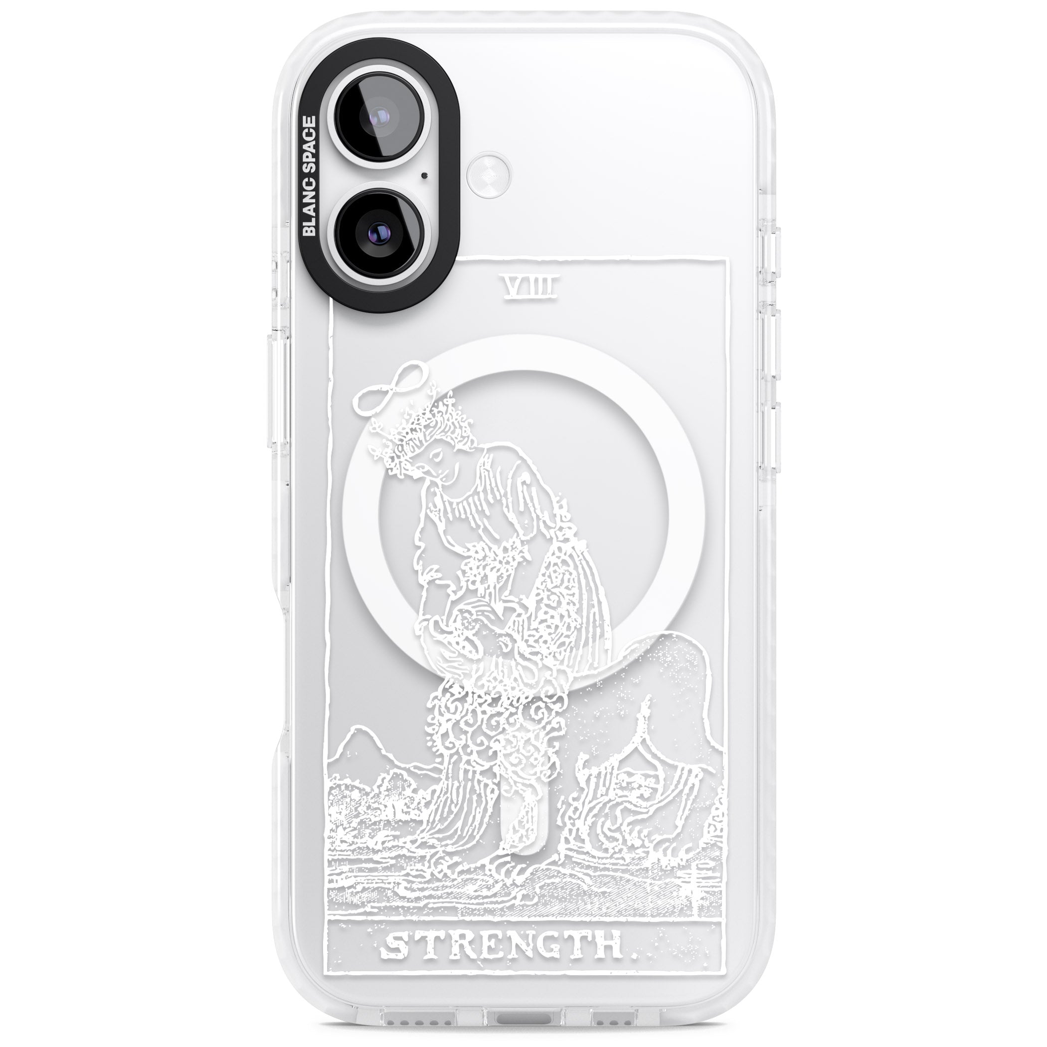 Personalised Strength Tarot Card (White) iPhone 17 Impact Pro Clear Phone Case