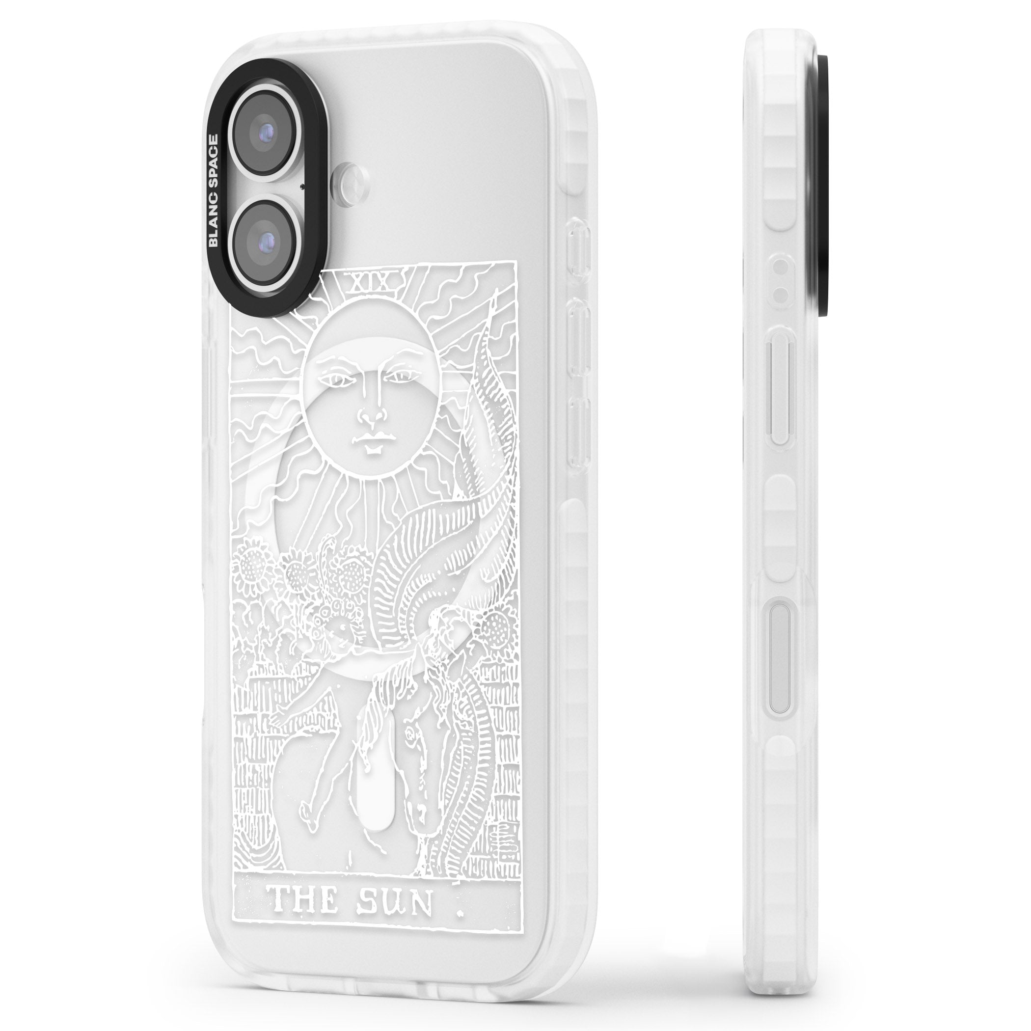 Personalised The Sun Tarot Card (White) iPhone 17 Impact Pro Clear Phone Case Side Profile