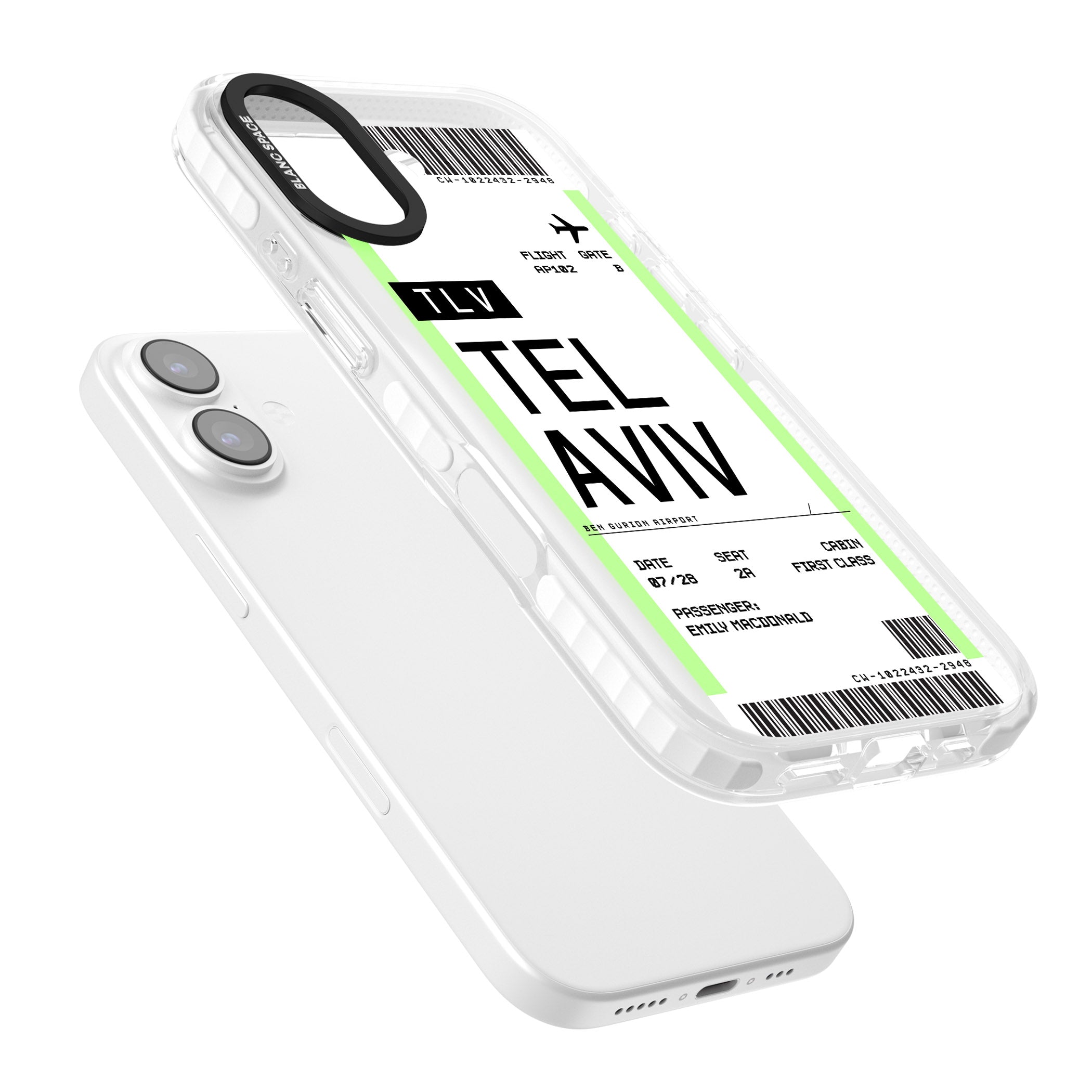 Personalised Tel Aviv Boarding Pass iPhone 17 Impact Pro Clear Phone Case Colours