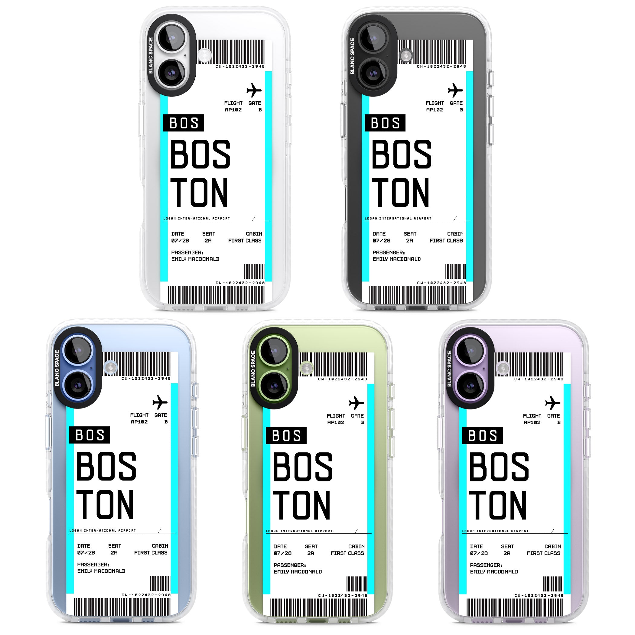 Personalised Boston Boarding Pass iPhone 17 Impact Pro Clear Phone Case APT Impact Protection