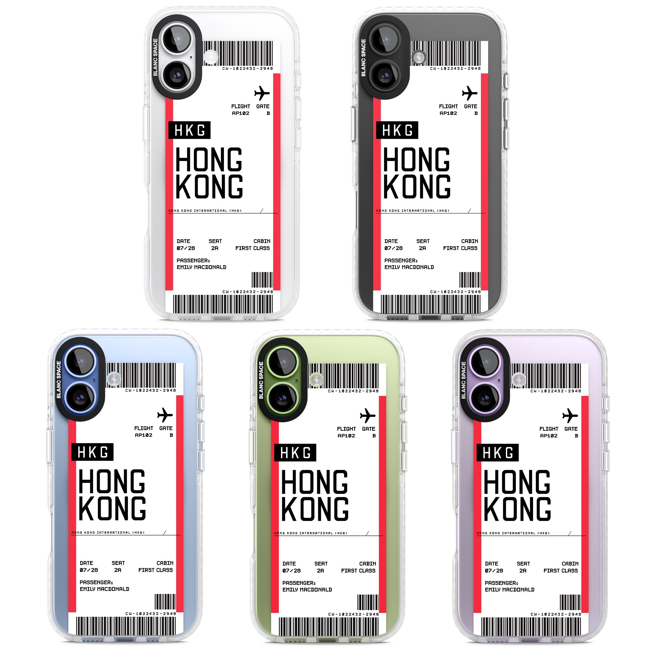 Personalised Hong Kong Boarding Pass iPhone 17 Impact Pro Clear Phone Case APT Impact Protection