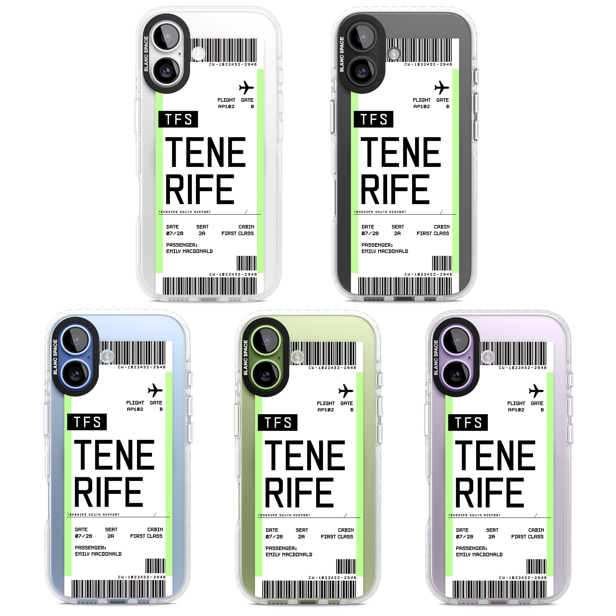 Personalised Tenerife Boarding Pass iPhone 17 Impact Pro Clear Phone Case APT Impact Protection