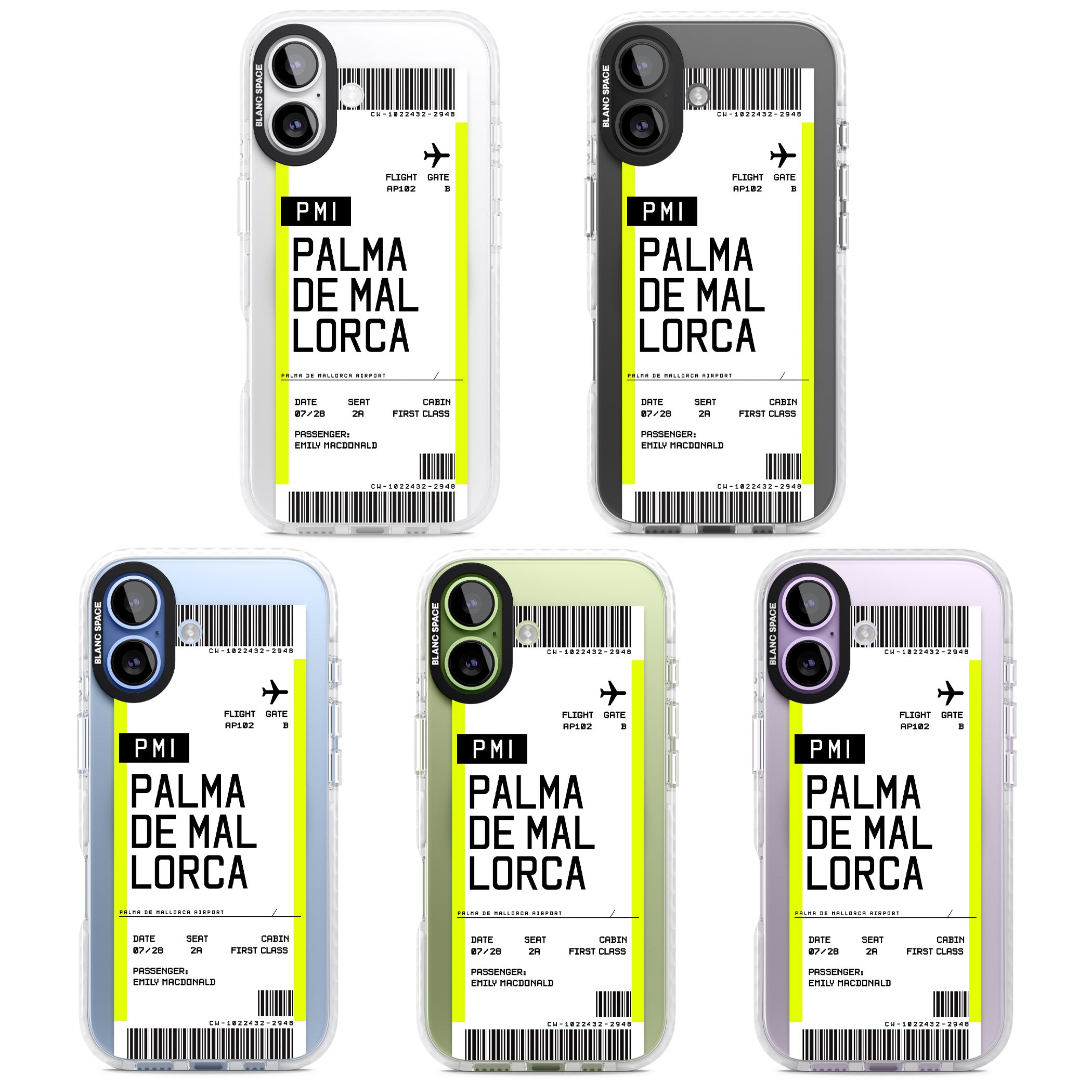 Personalised Palma De Mallorca Boarding Pass iPhone 17 Impact Pro Clear Phone Case APT Impact Protection