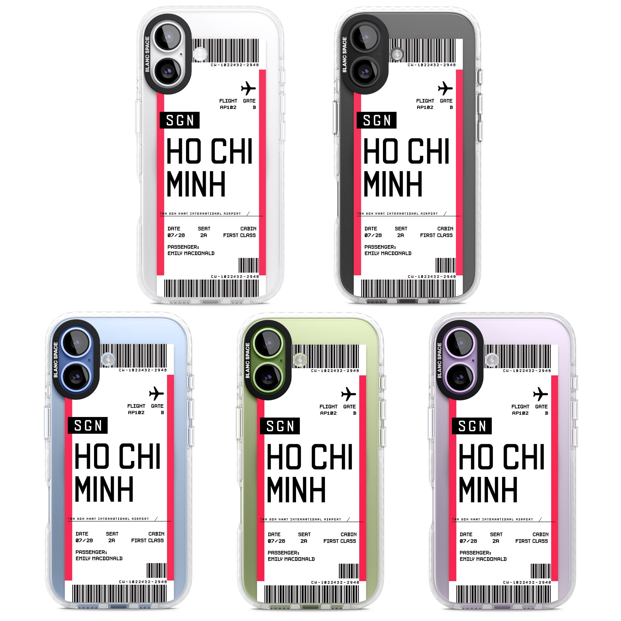 Personalised Ho Chi Minh Boarding Pass iPhone 17 Impact Pro Clear Phone Case APT Impact Protection