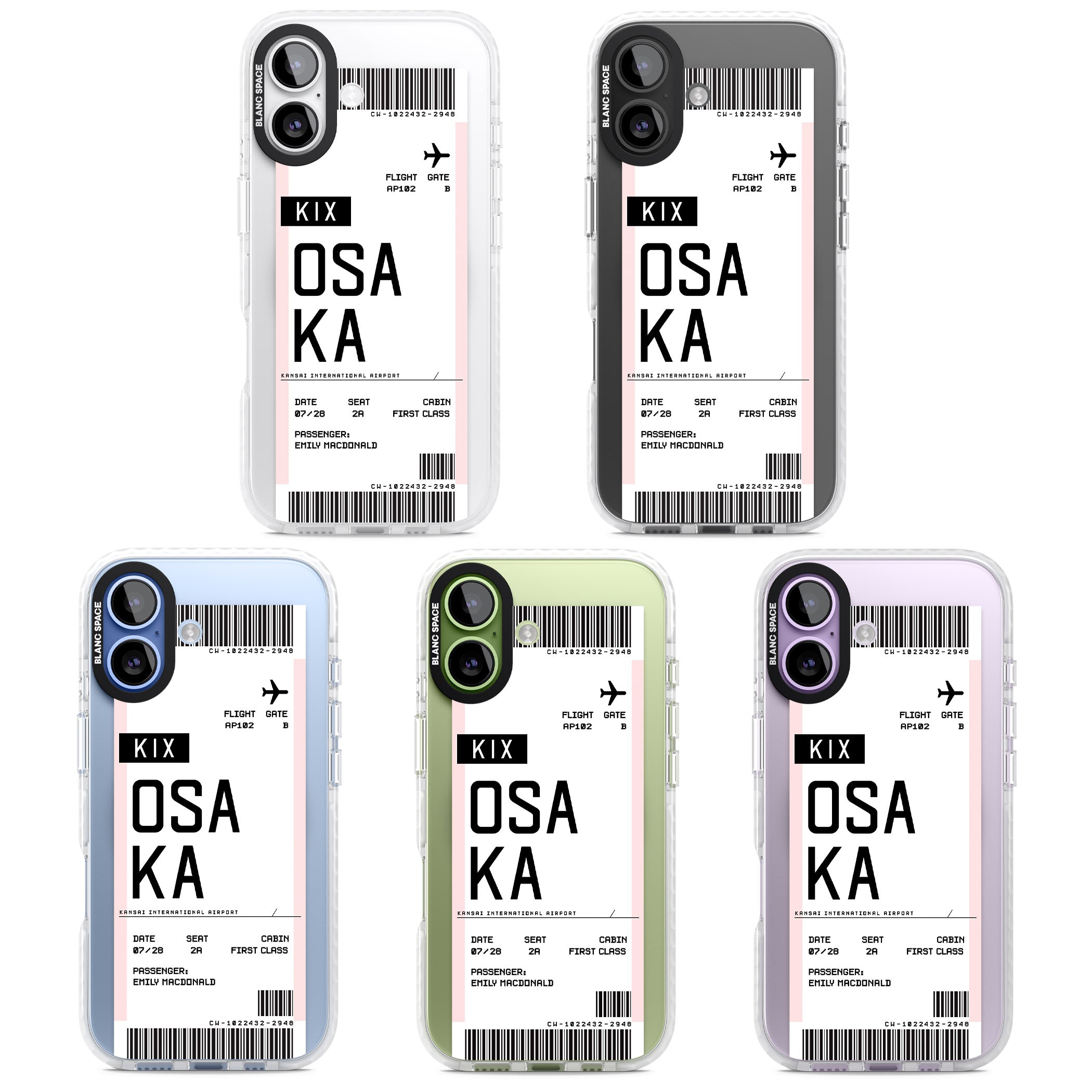 Personalised Osaka Boarding Pass iPhone 17 Impact Pro Clear Phone Case APT Impact Protection