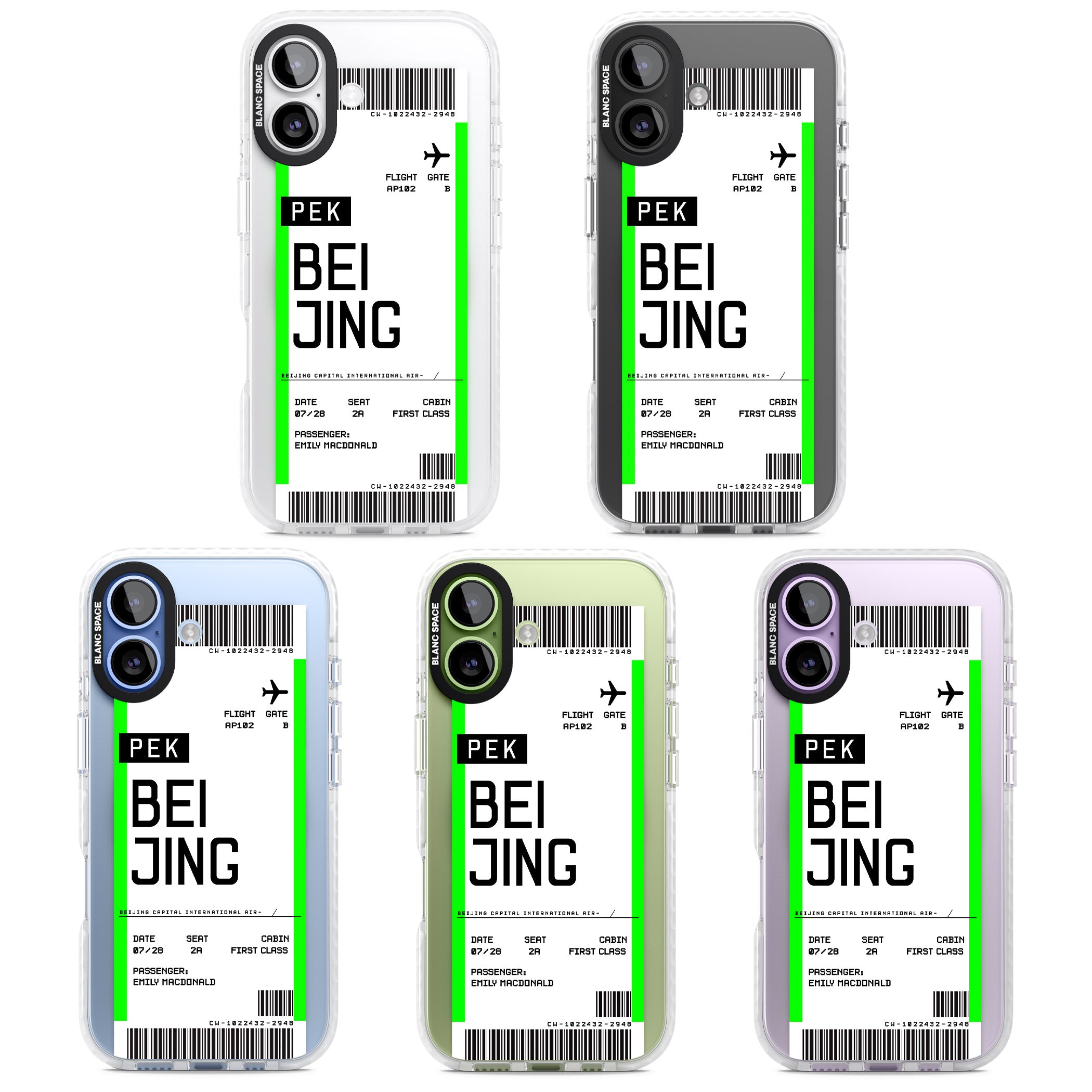 Personalised Beijing Boarding Pass iPhone 17 Impact Pro Clear Phone Case APT Impact Protection