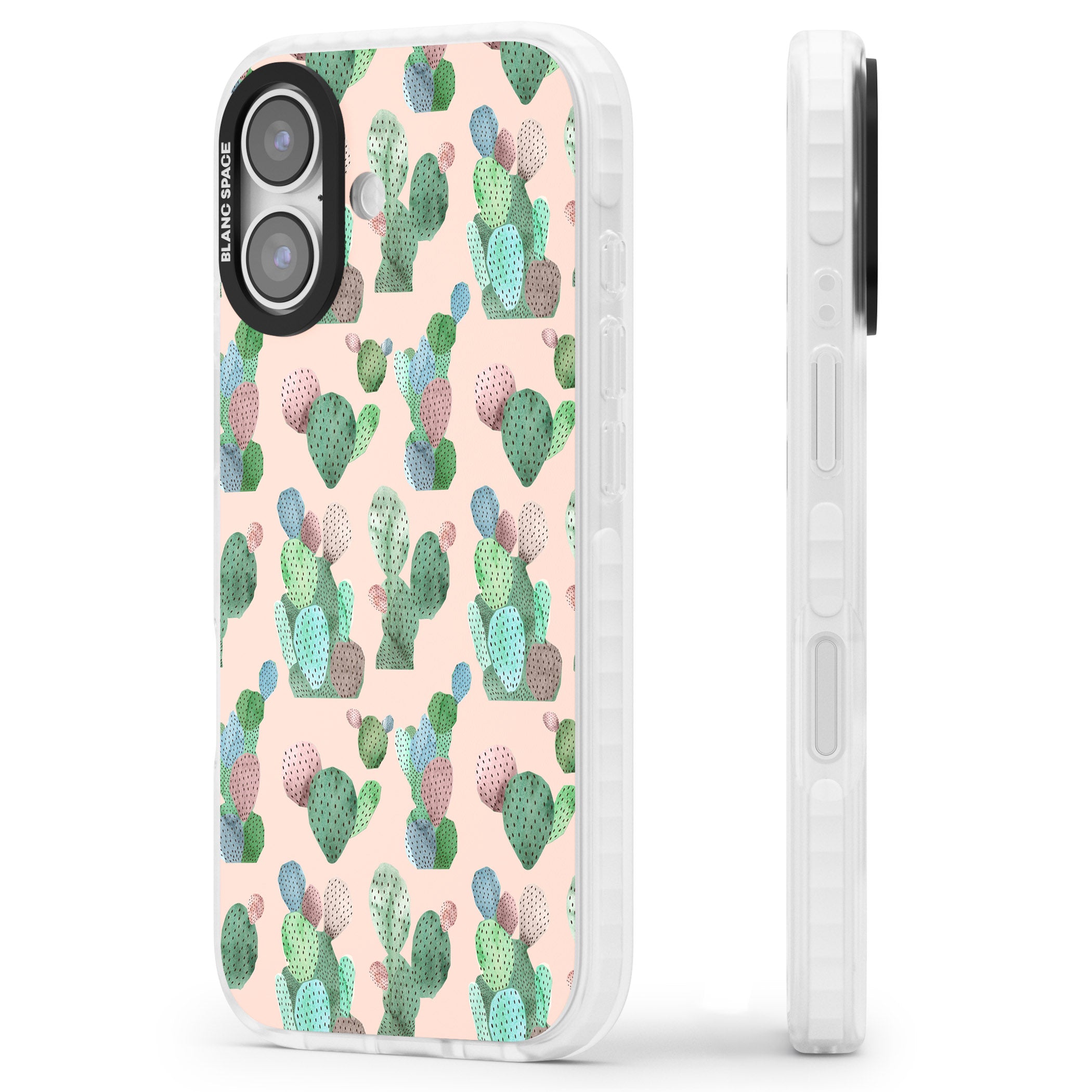 Pink Cactus iPhone 17 Impact Pro Clear Phone Case Side Profile