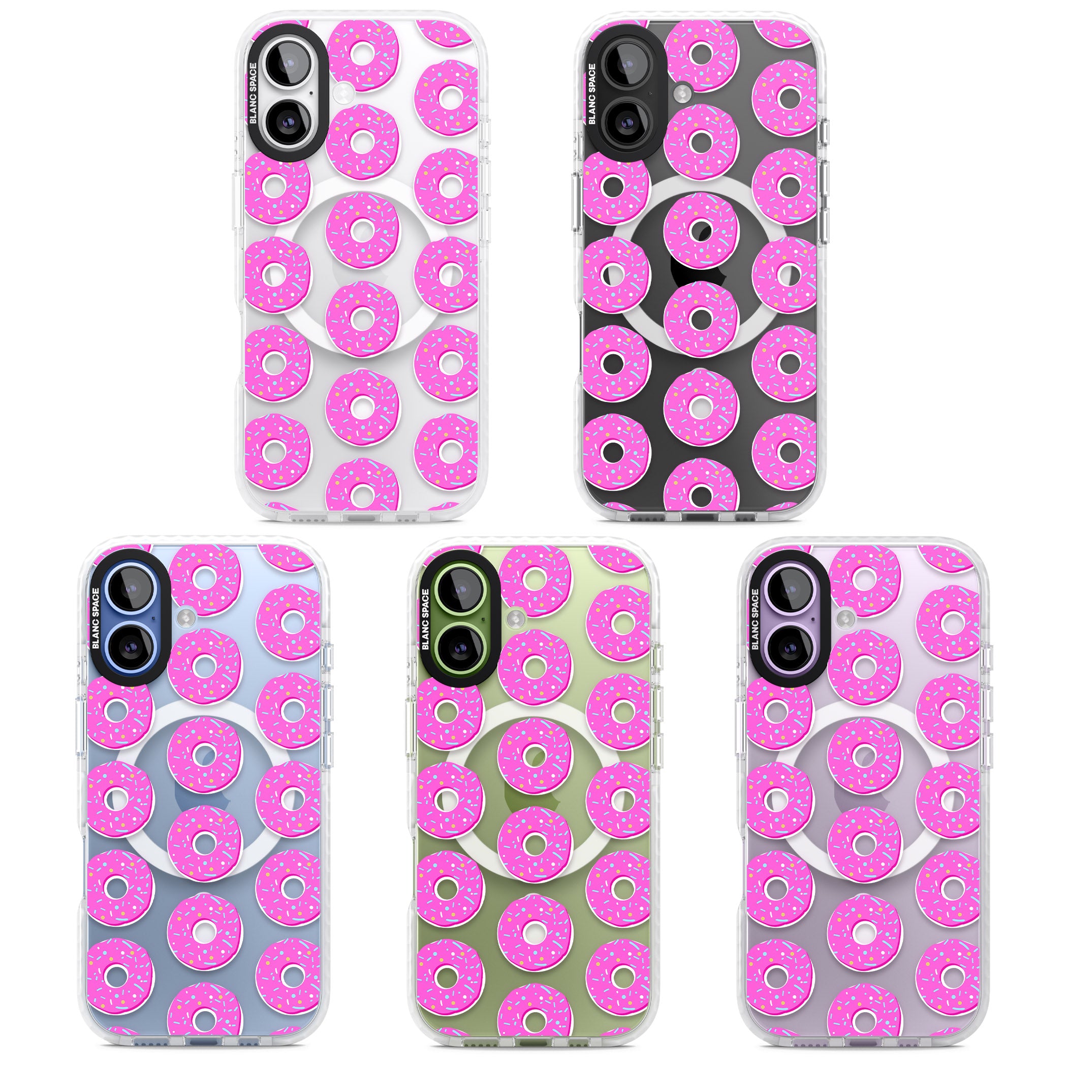 Pink Donut Pattern iPhone 17 Impact Pro Clear Phone Case APT Impact Protection