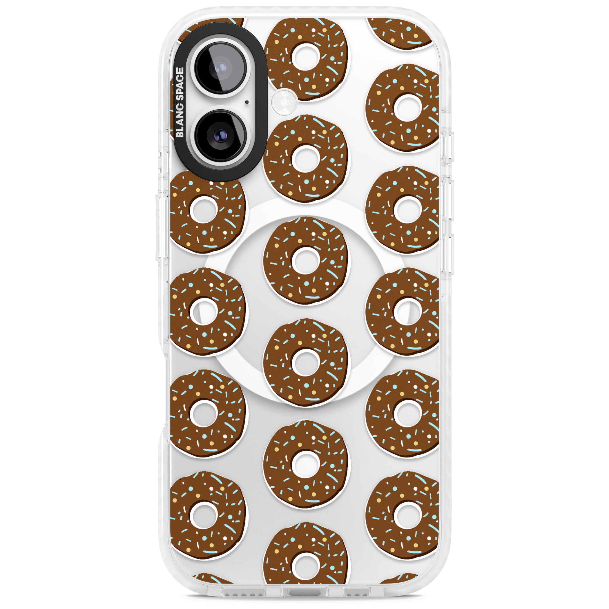 Chocolate Donut Pattern iPhone 17 Impact Pro Clear Phone Case