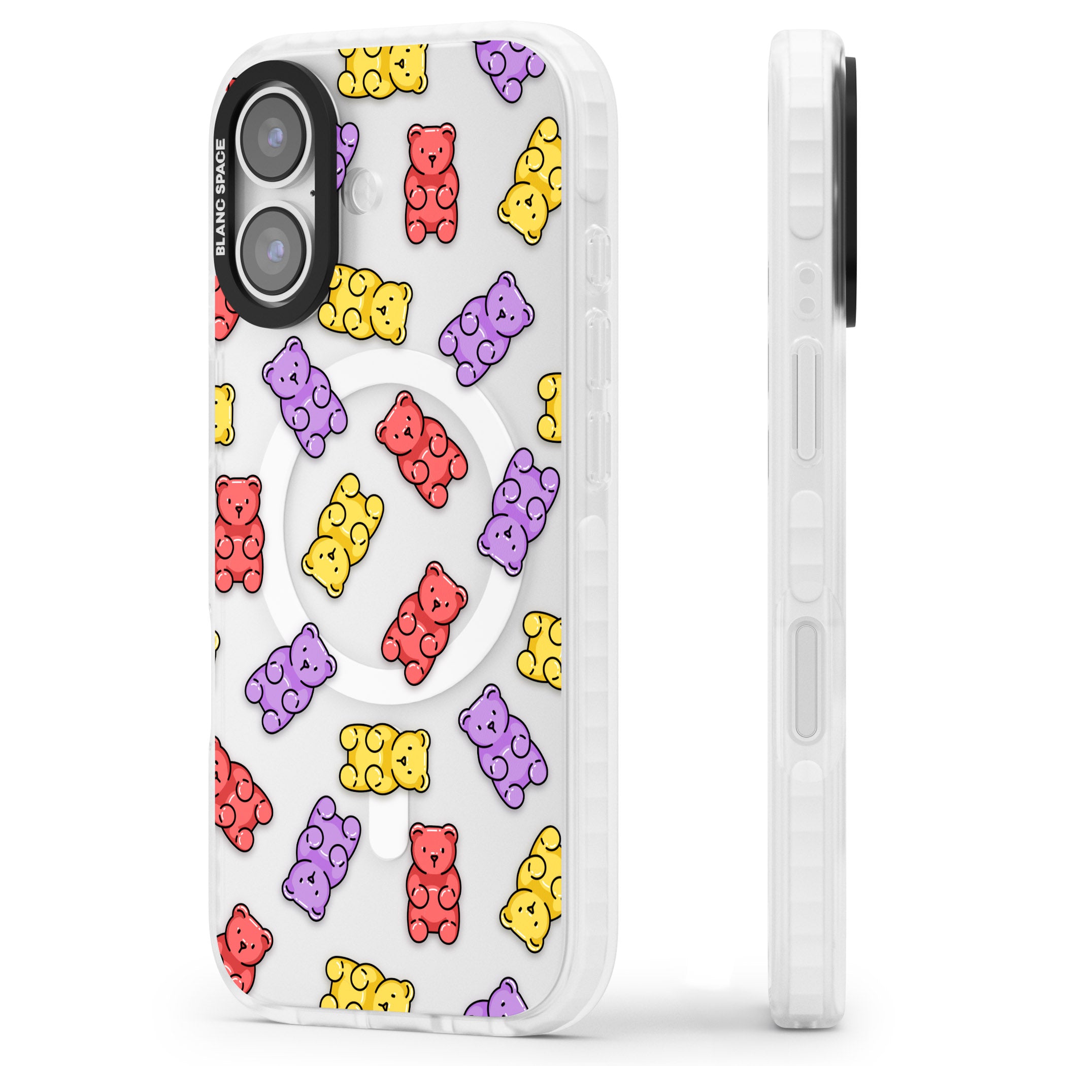 Gummy Bear Pattern iPhone 17 Impact Pro Clear Phone Case Side Profile