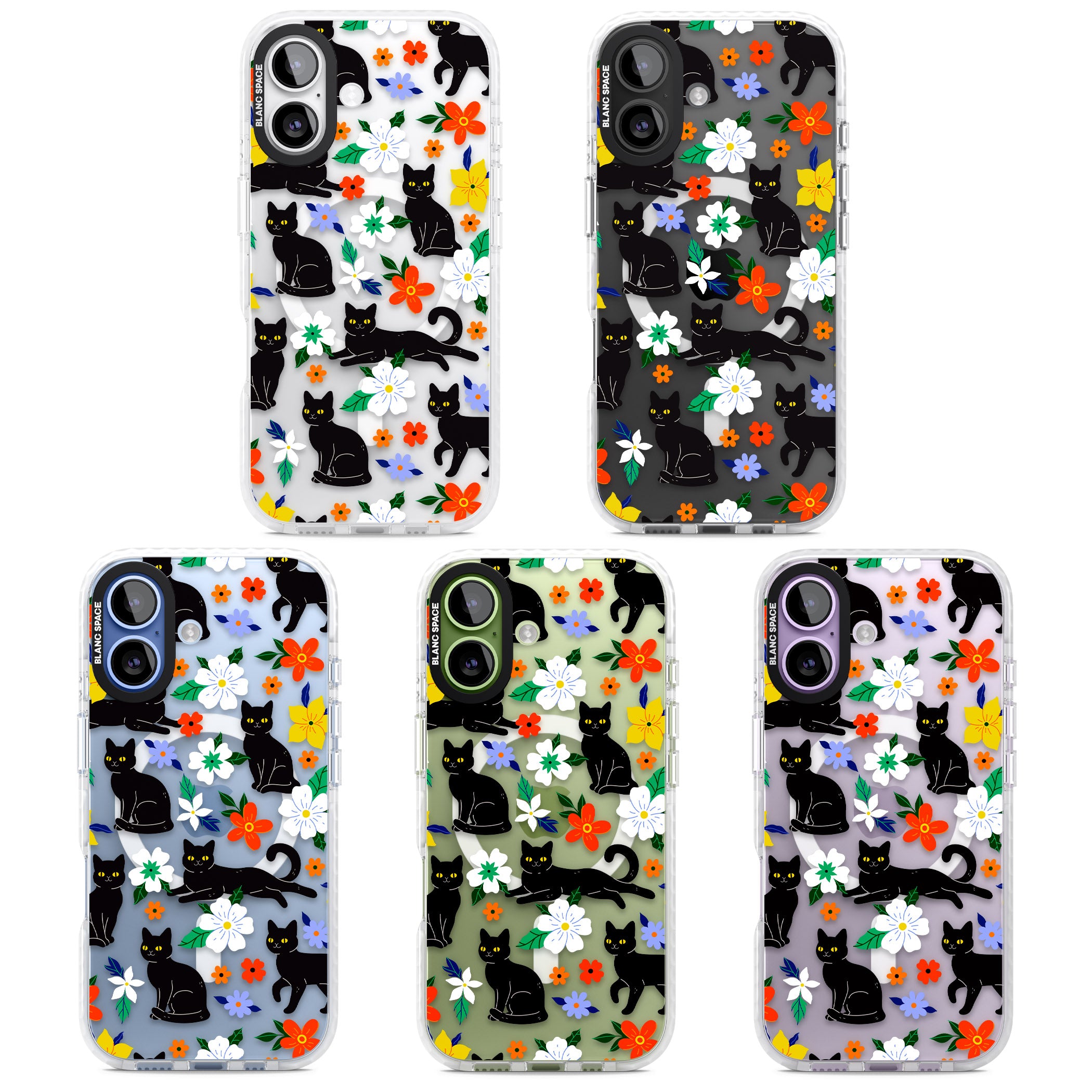 Cats Flowers iPhone 17 Impact Pro Clear Phone Case APT Impact Protection