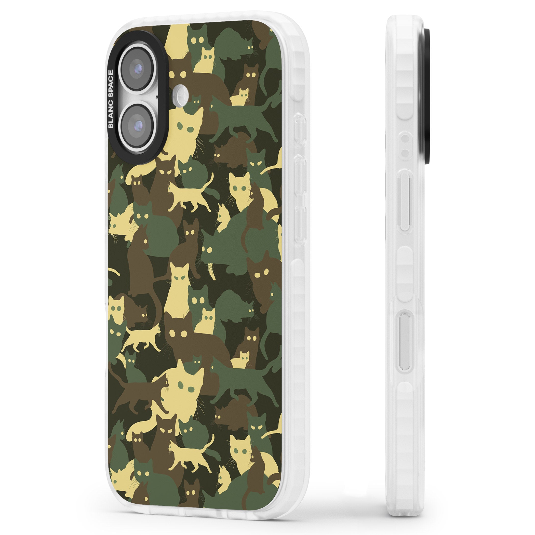 Forest Cat Camo iPhone 17 Impact Pro Clear Phone Case Side Profile