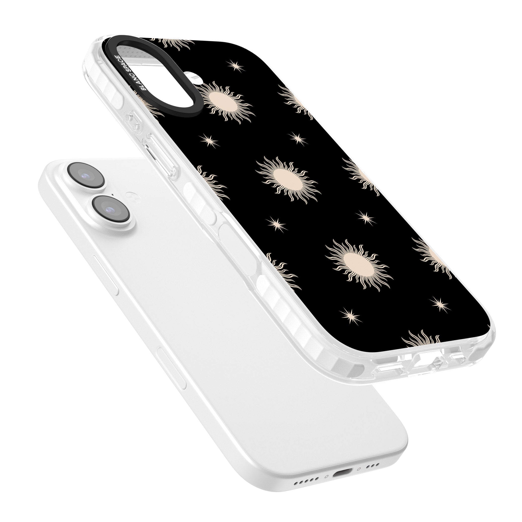 Celestial Patterns Classic Suns (Black) iPhone 17 Impact Pro Clear Phone Case Colours