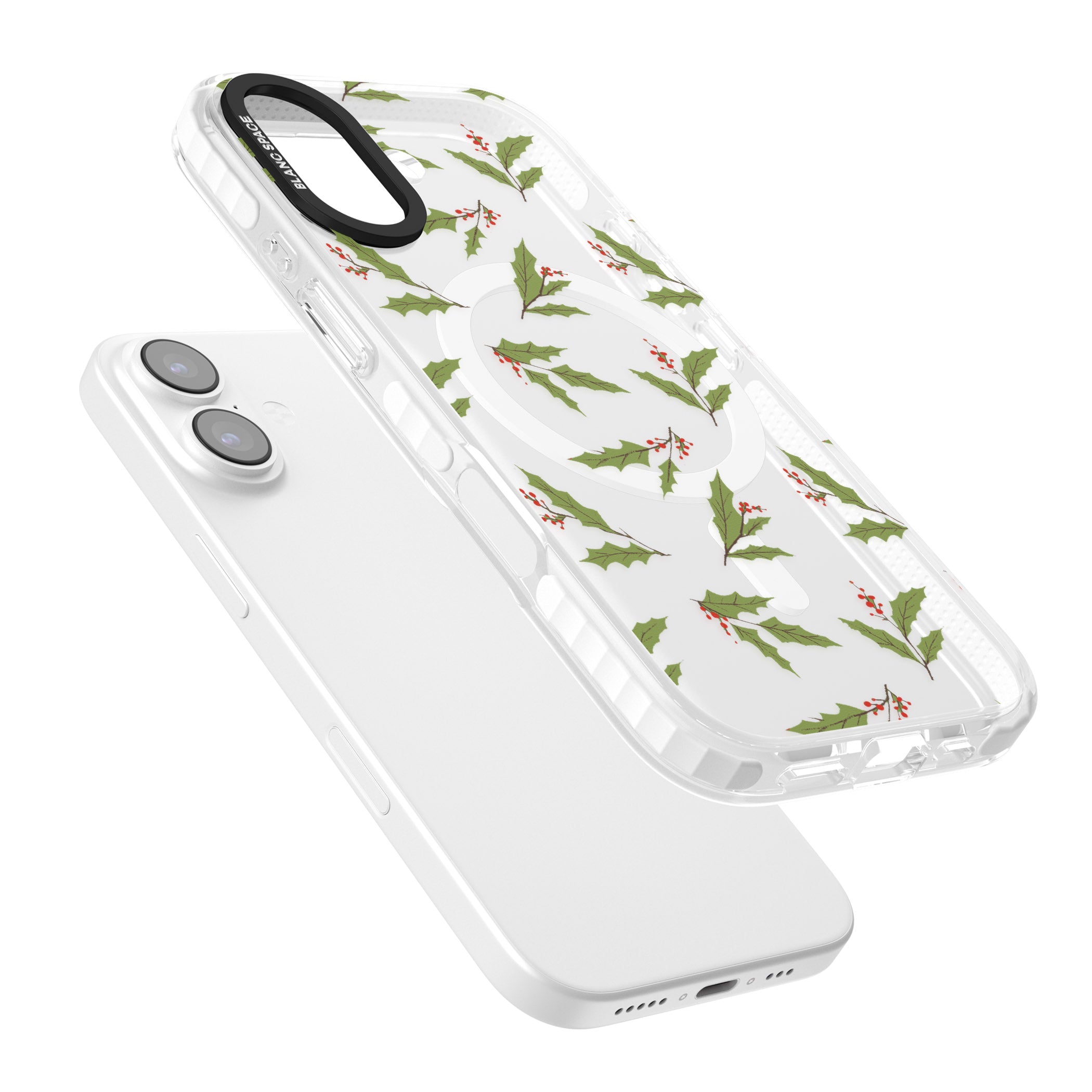 Christmas Holly Pattern iPhone 17 Impact Pro Clear Phone Case Colours