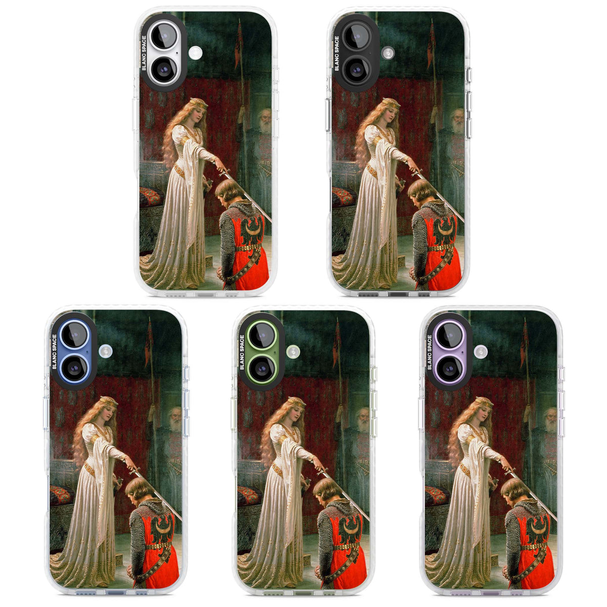 The Accolade renaissance art iPhone case featuring Edmund Blair Leighton's painting of a queen knighting a kneeling knight | Impact Magsafe case for iPhone 17