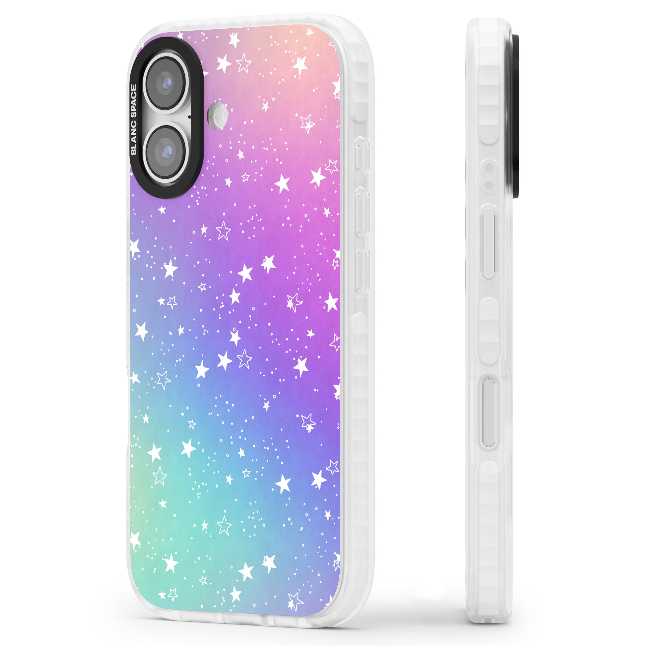 Pastel Starry Sky iPhone 17 Impact Pro Clear Phone Case Side Profile