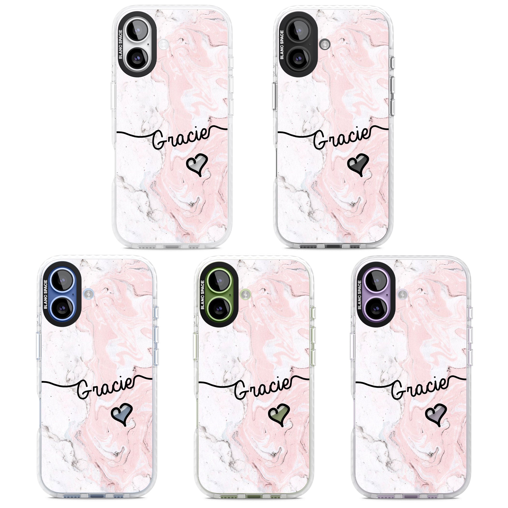 Personalised Pink Marble iPhone 17 Impact Pro Clear Phone Case APT Impact Protection