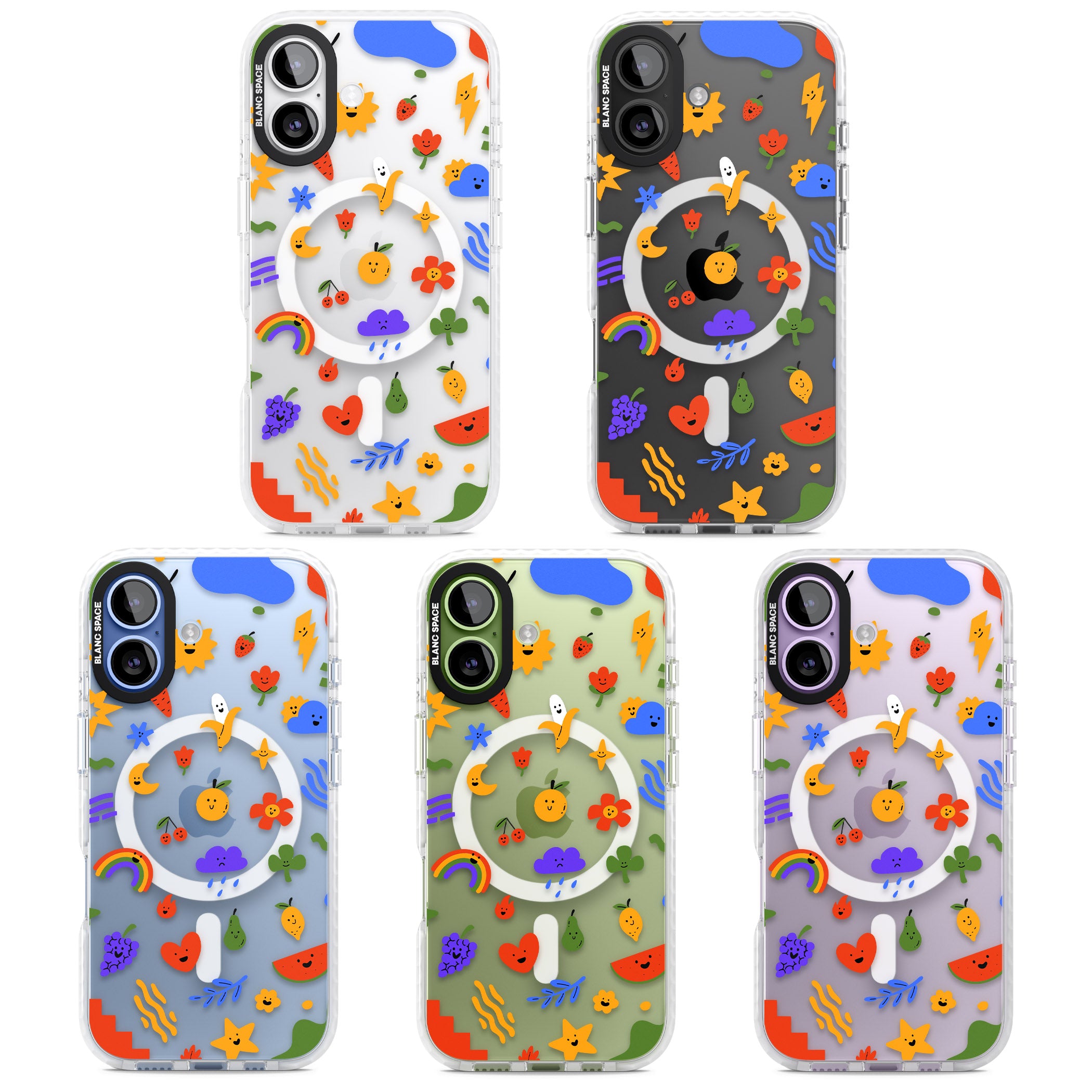 Quirky Cute Icon Pattern iPhone 17 Impact Pro Clear Phone Case APT Impact Protection