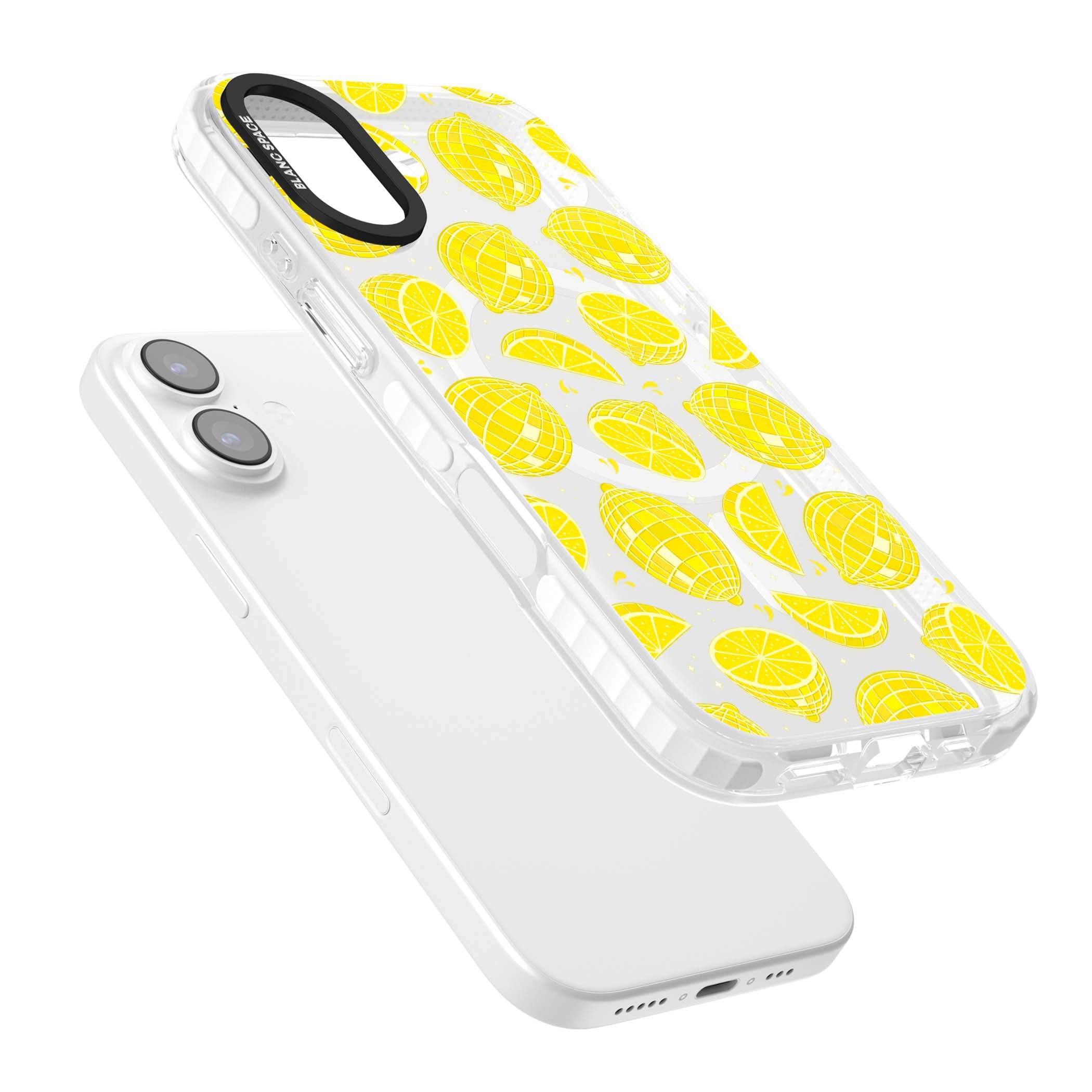 Disco Lemons citrus iPhone case featuring mirrorball lemons, sliced fruit and sparkle accents | Impact Magsafe case for iPhone 17