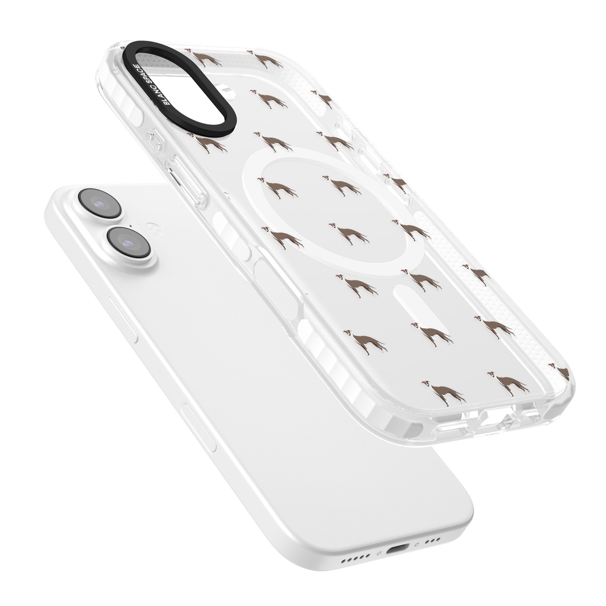 Whippet Dog Pattern Clear iPhone 17 Impact Pro Clear Phone Case Colours