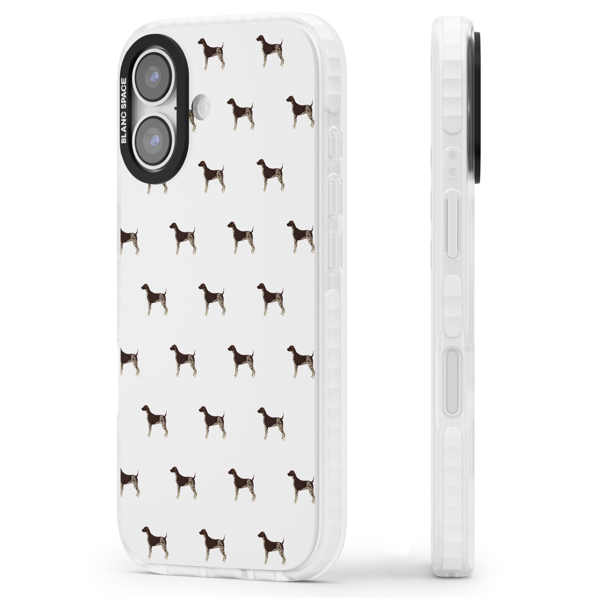 German Shorthaired Pointer Pattern iPhone 17 Impact Pro Clear Phone Case Side Profile