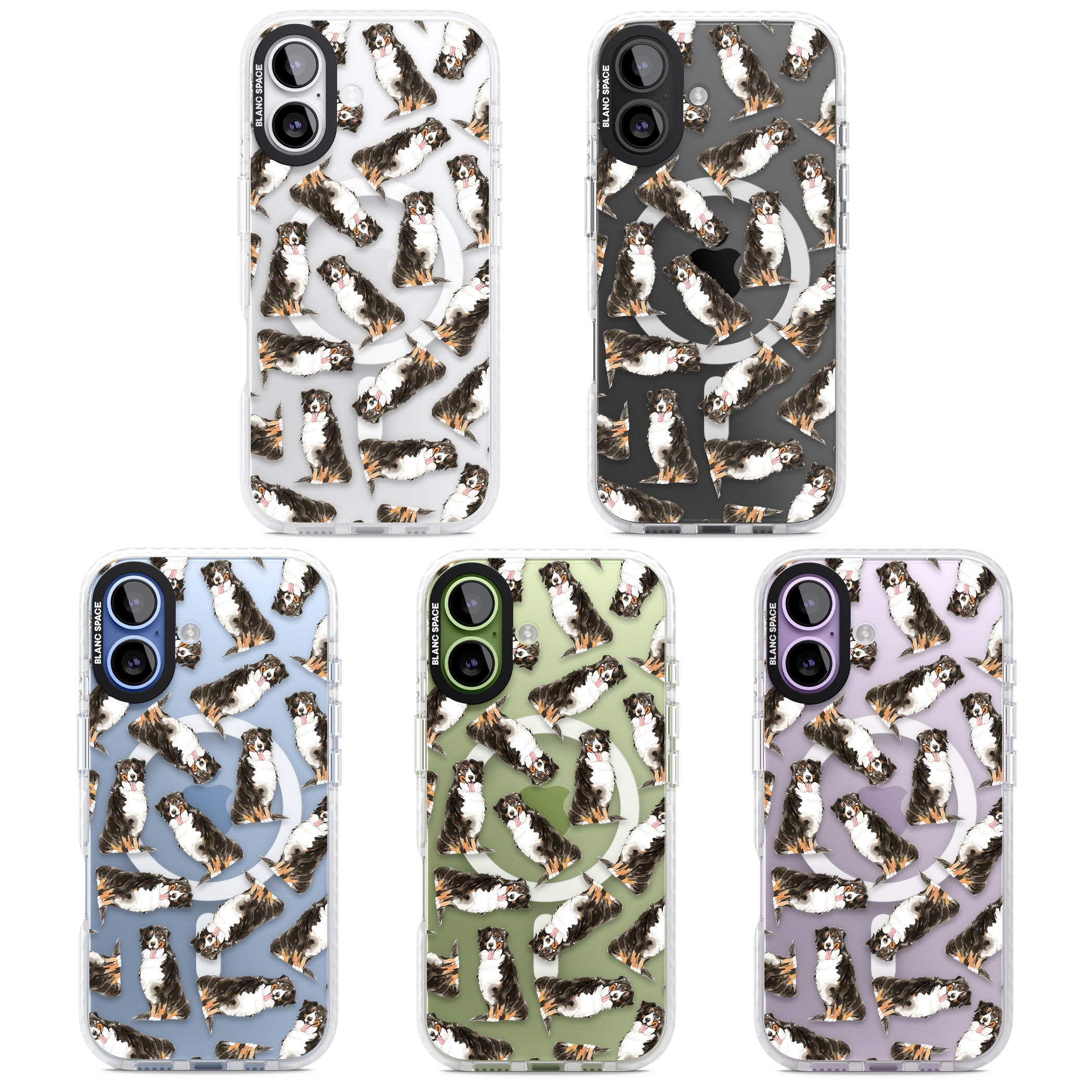Bernese Mountain Dog Pattern iPhone 17 Impact Pro Clear Phone Case APT Impact Protection