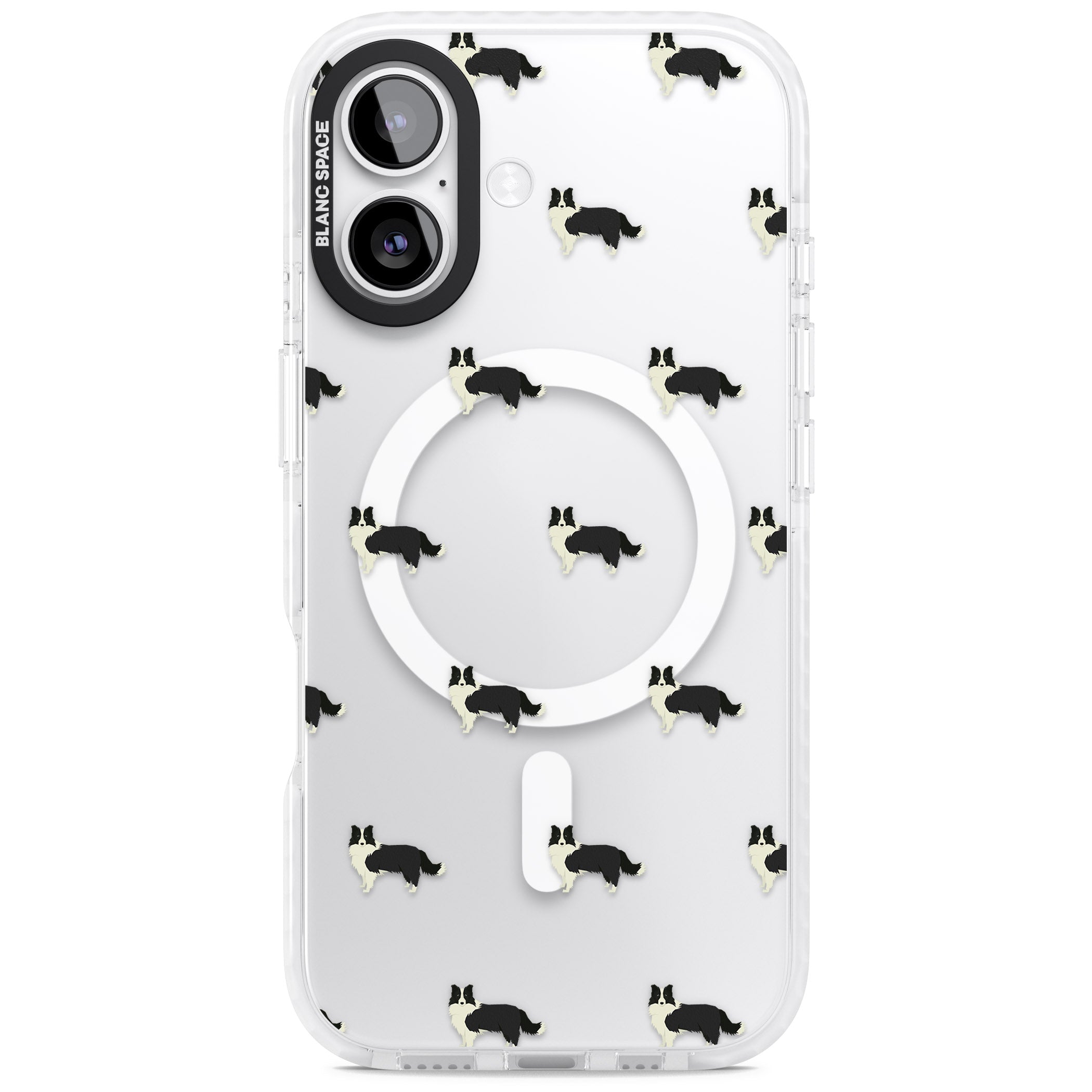 Border Collie Pattern Clear iPhone 17 Impact Pro Clear Phone Case