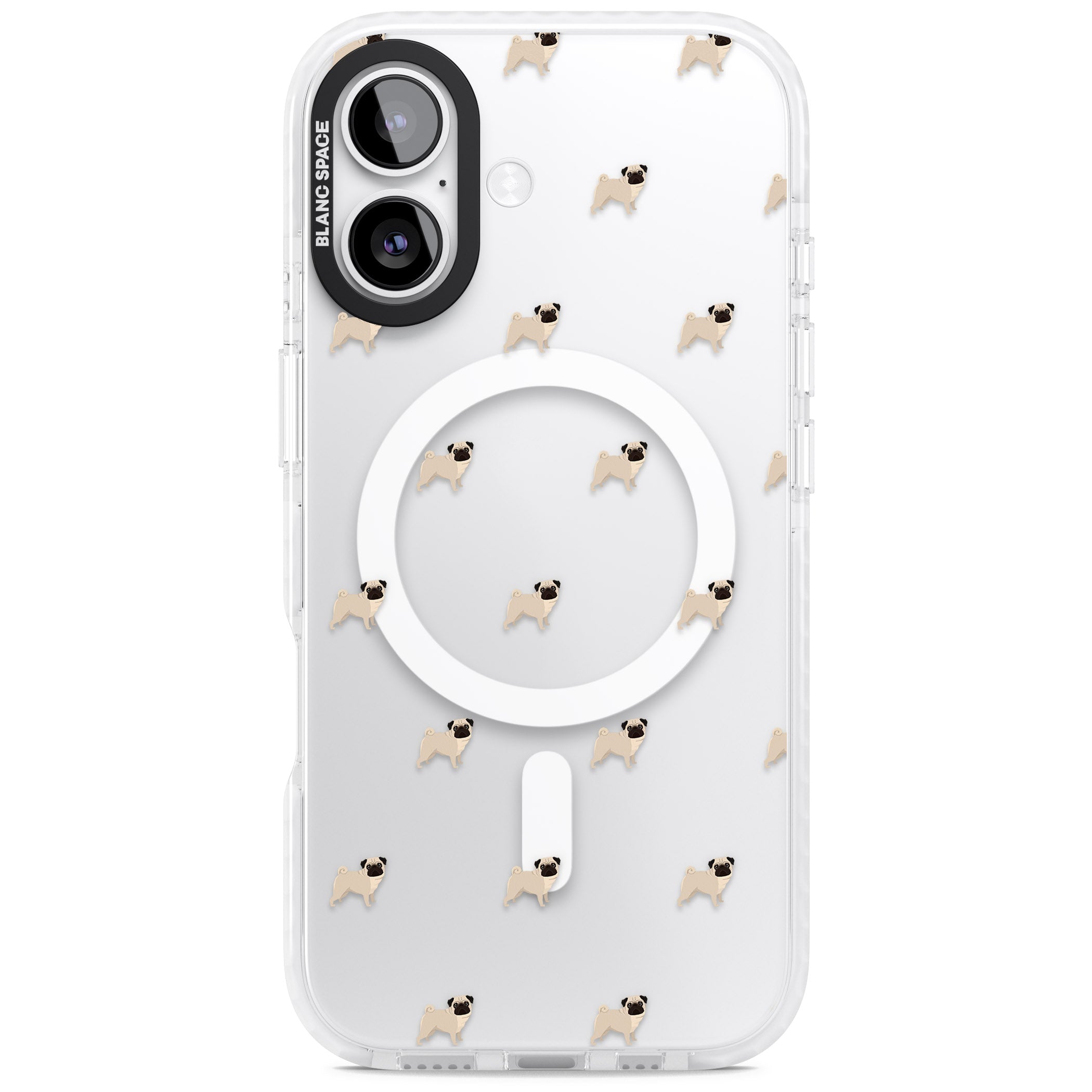Pug Pattern iPhone 17 Impact Pro Clear Phone Case