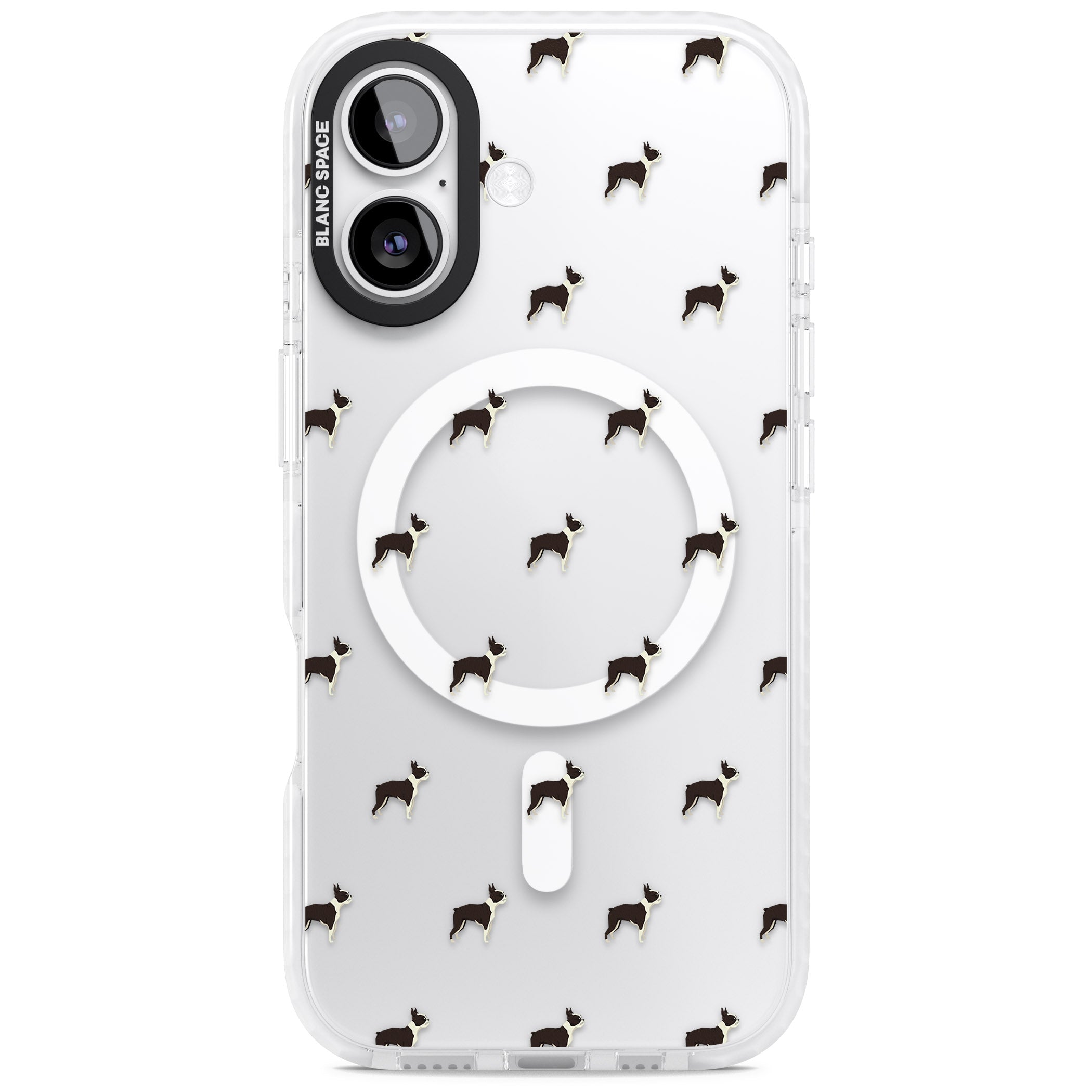 Boston Terrier Pattern iPhone 17 Impact Pro Clear Phone Case