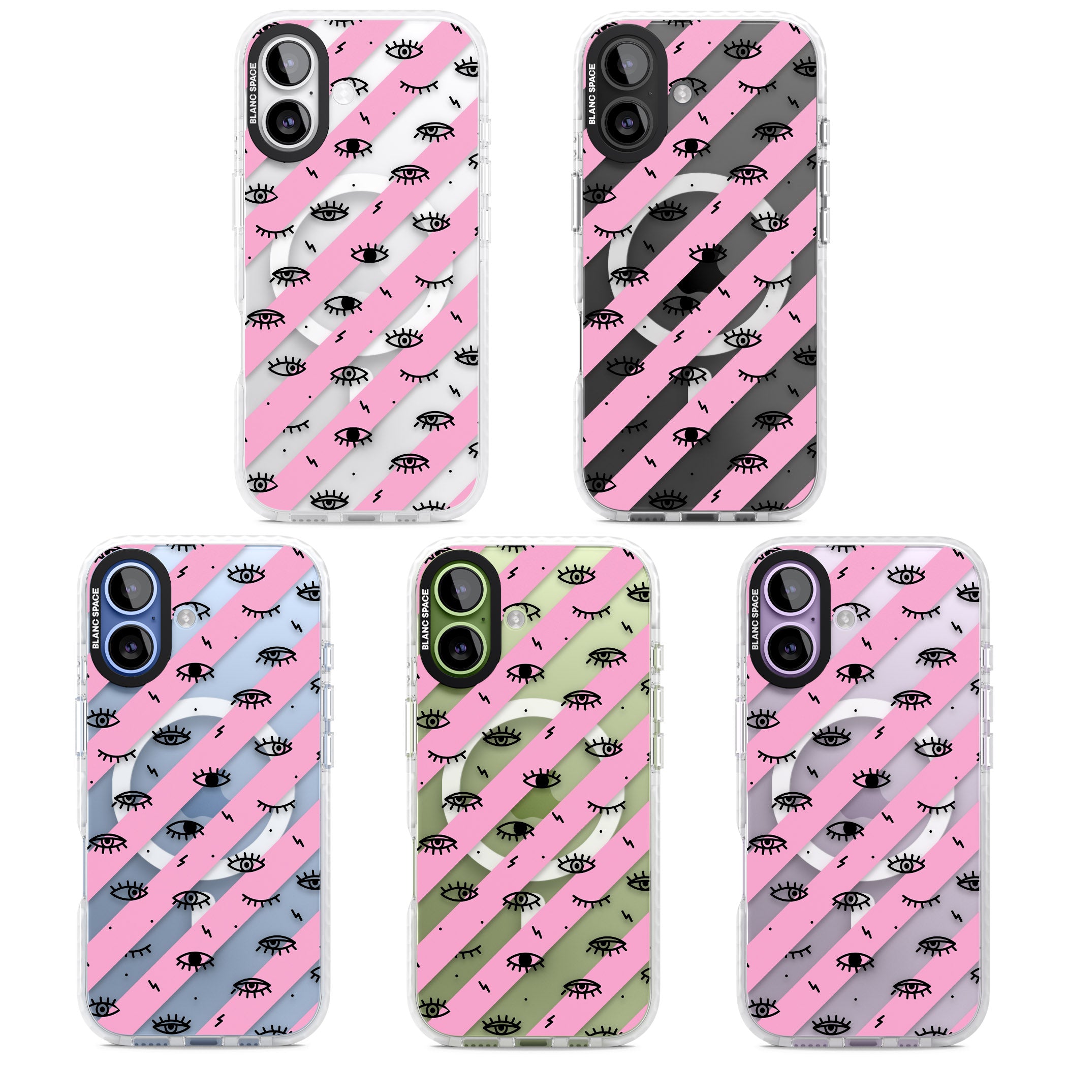 Pink Stripe Eyes iPhone 17 Impact Pro Clear Phone Case APT Impact Protection